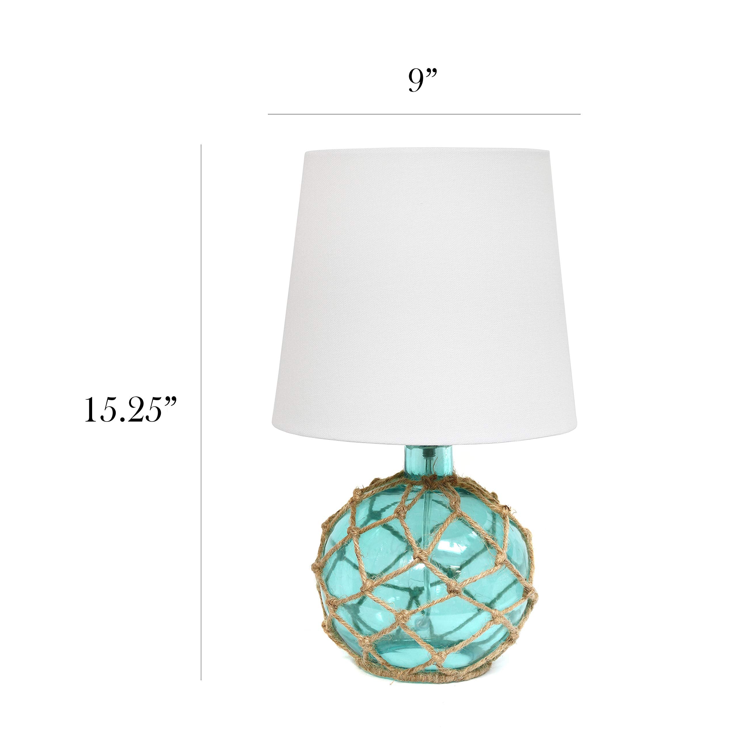 Elegant Designs LT1050-AQU Nautical Table Lamp, Aqua, Pack of 2, White Fabric Shade