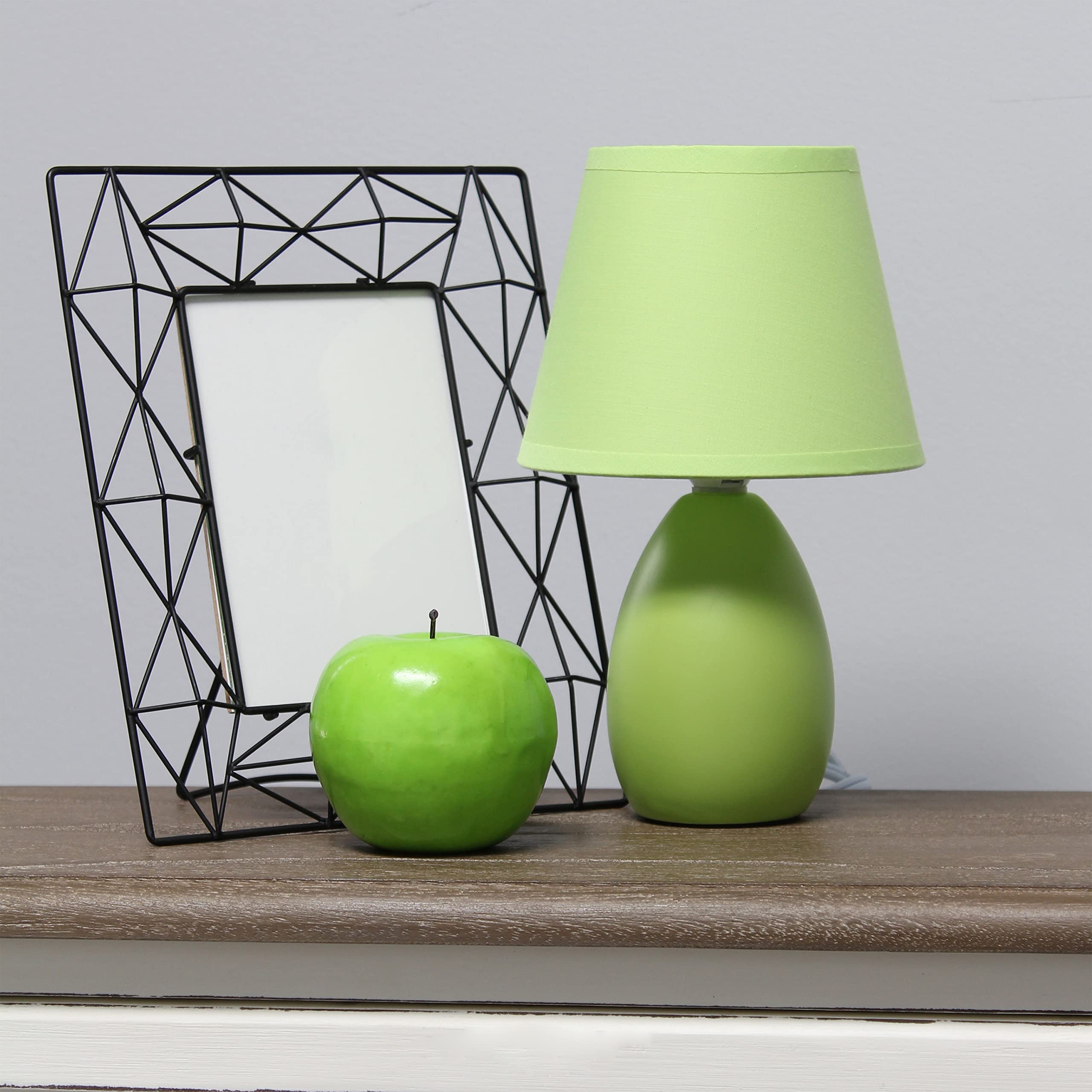 Simple Designs Lt2009-Grn Mini Egg Oval Ceramic Table Desk Lamp, Green