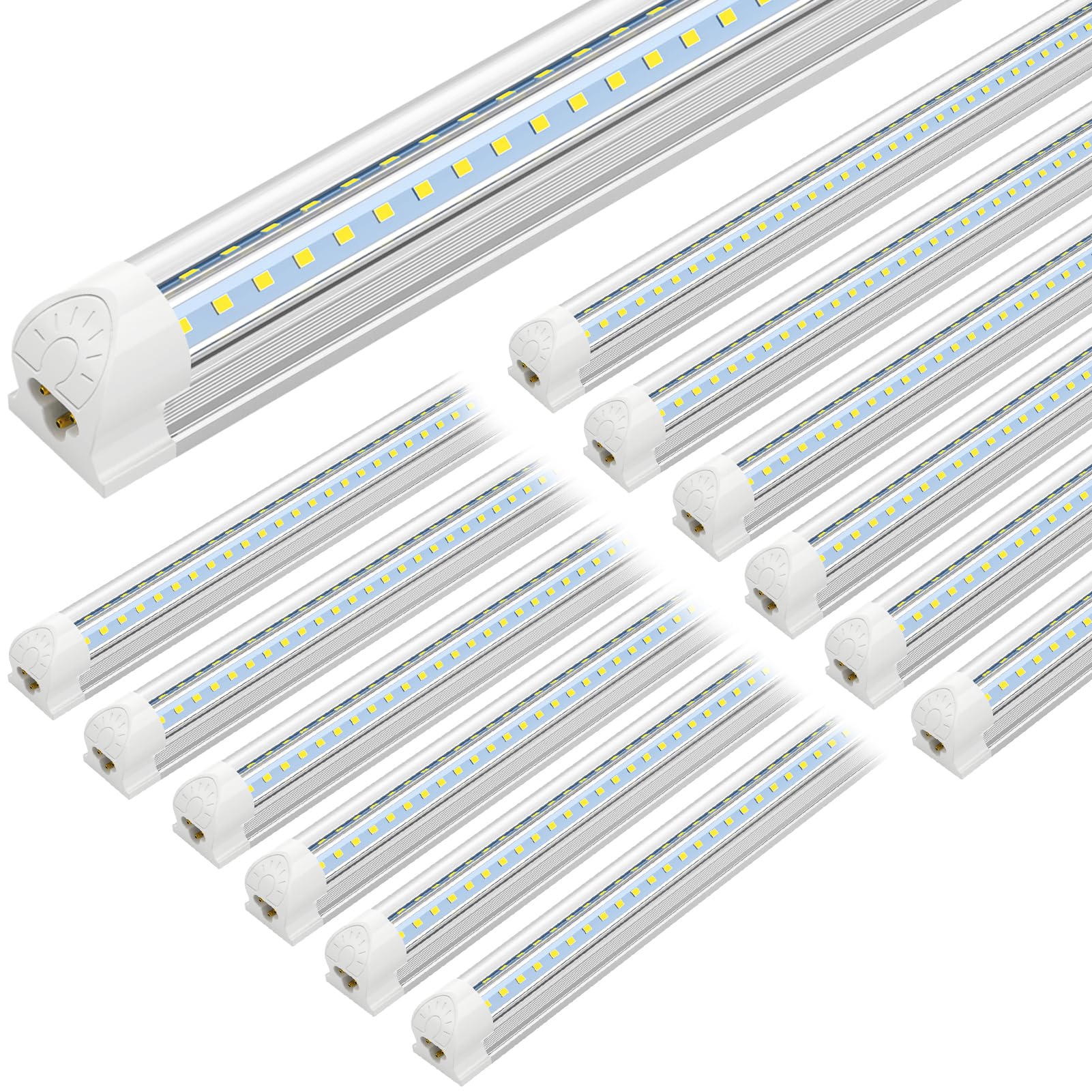 SHOPLED 4FT LED Shop Light, 40W 5500LM, Linkable V-Shape T8 Tube, 12-Pack, Aluminum, ETL Listed