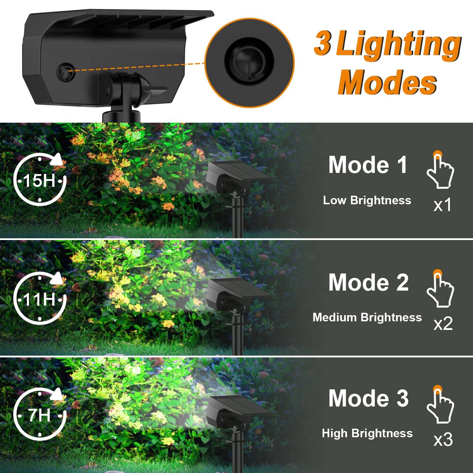 LANSOW Solar Spot Lights Outdoor, 57 LED, 3 Modes, IP65 Waterproof, 4 Pack, Daylight White