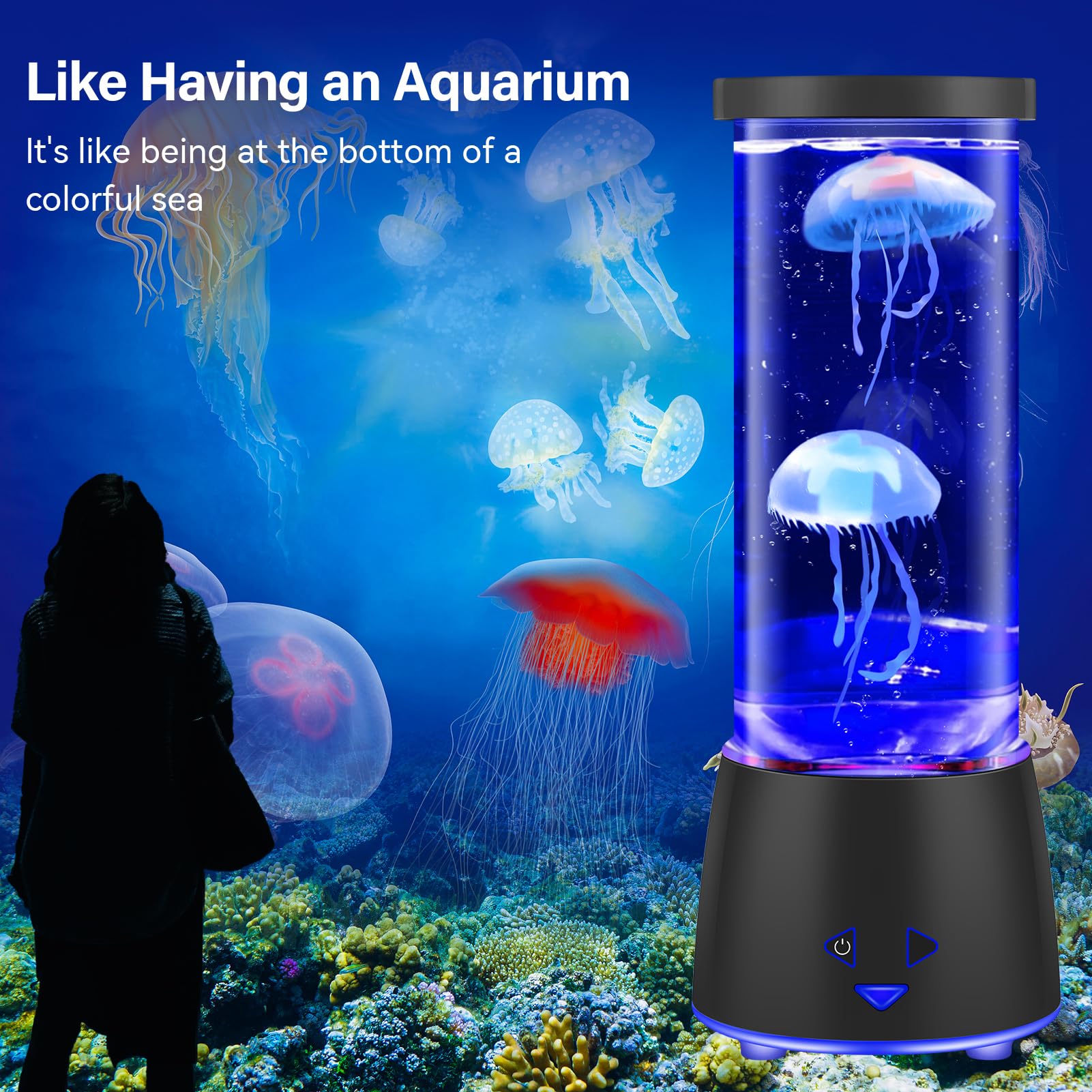 Dalavalampa 17 Colors Changing Jellyfish Lamp With Remote - Jellyfish Tank Table Lamp, Led Night Light For Kids Adults, Aquarium