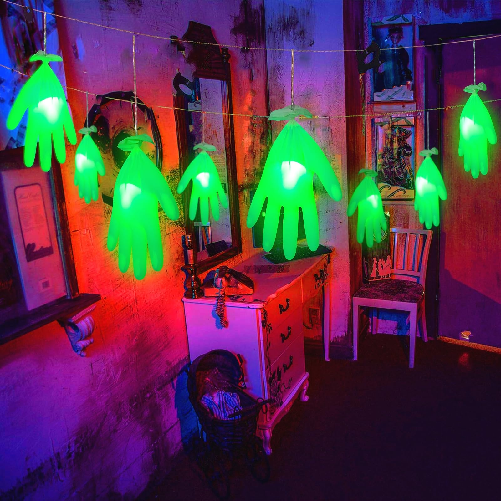 MAOYUE Halloween Decorations Outdoor Lights, 8 Modes, PVC, Green, Model: halloween15