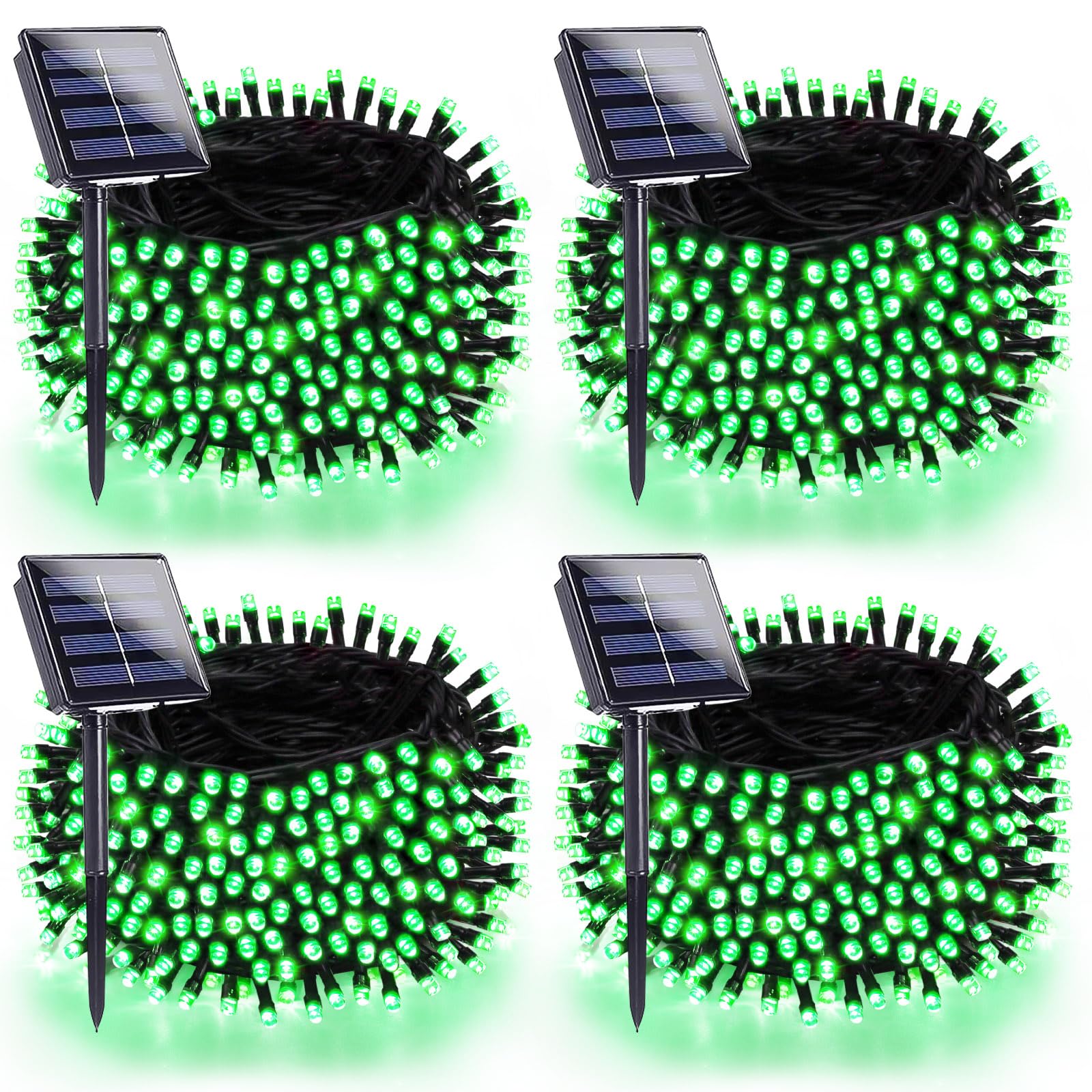 SANJICHA 4-Pack 180FT Solar Christmas Lights Outdoor Waterproof, Each 80LED Solar String Lights, 8 Lighting Modes Green Wire Sol