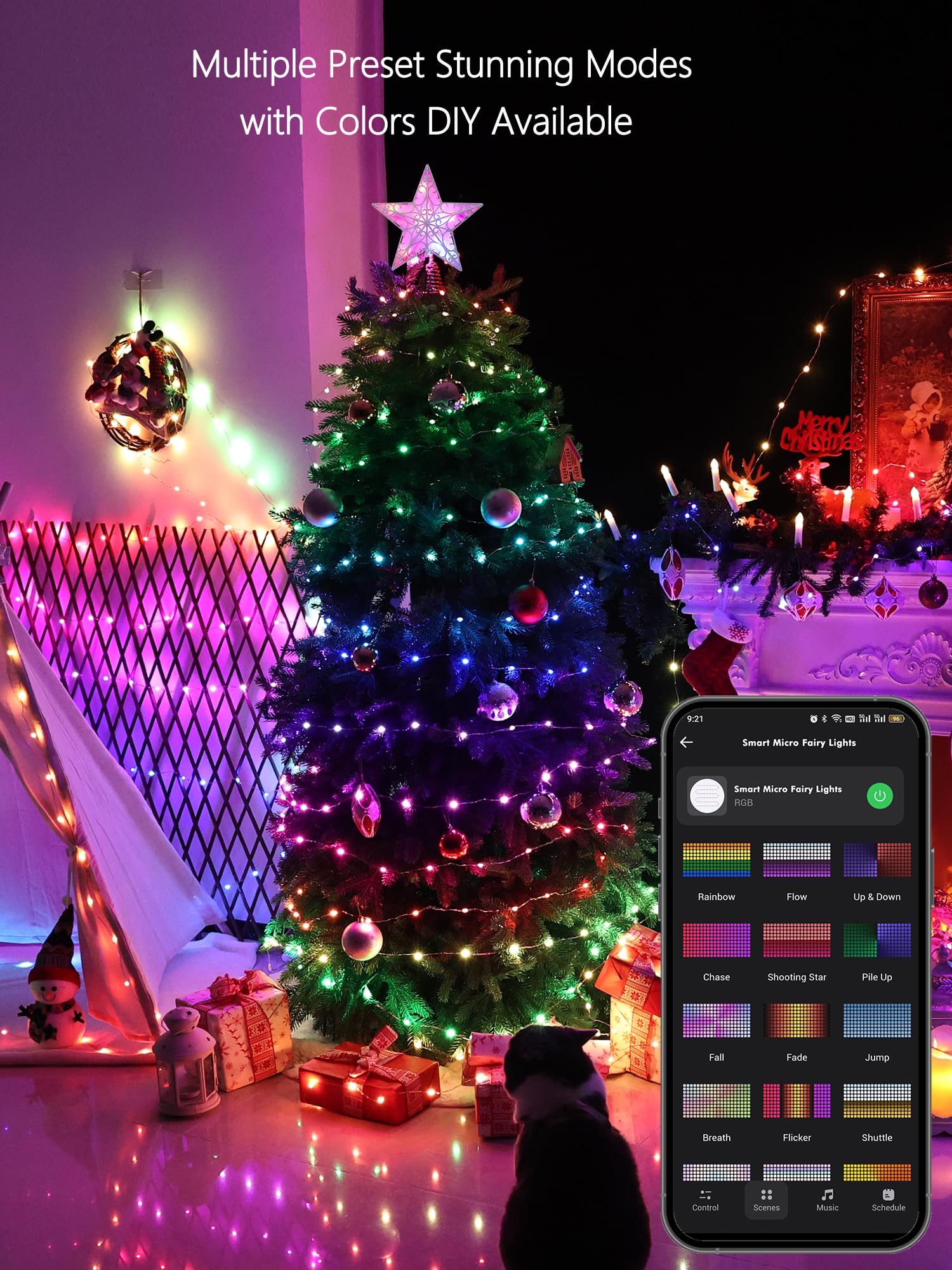 Brizled Smart Fairy Lights, 66Ft 200 Led String Light Wifi Smart Christmas Lights App Controlled, Rgb Color Changing Mini Light