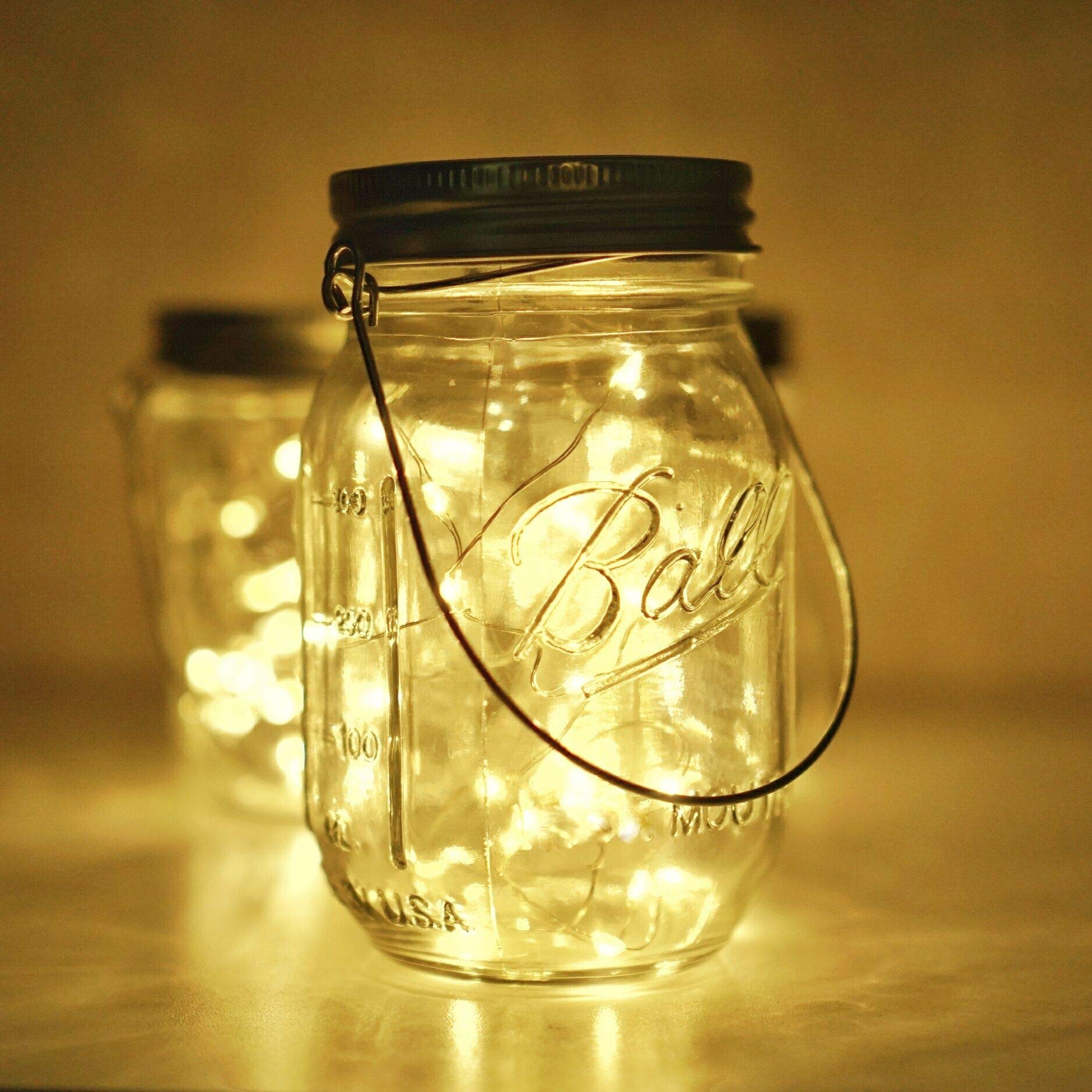 Cynzia Solar Mason Jar Lights, 6 Pack 10 Led Jar Lid String Lights With 6 Hangers(No Jars), Waterproof Fairy Firefly Light For G