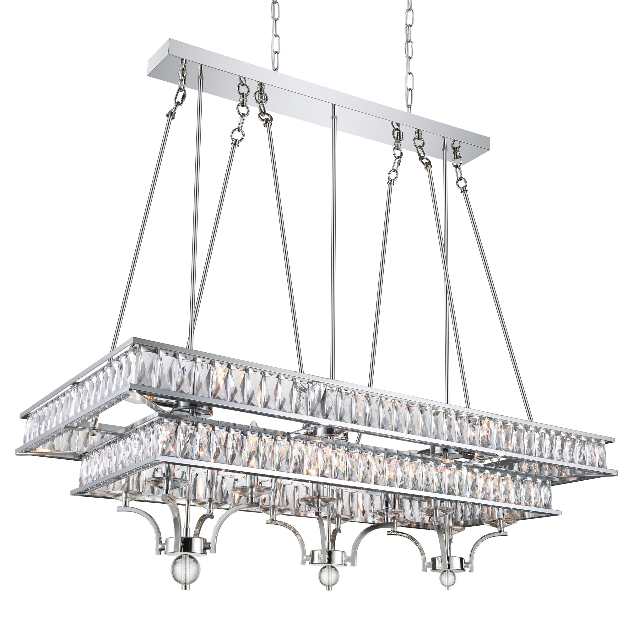 Cwi Lighting Shalia 20-Light Chrome Island Chandelier - Stylish Metal Fixture