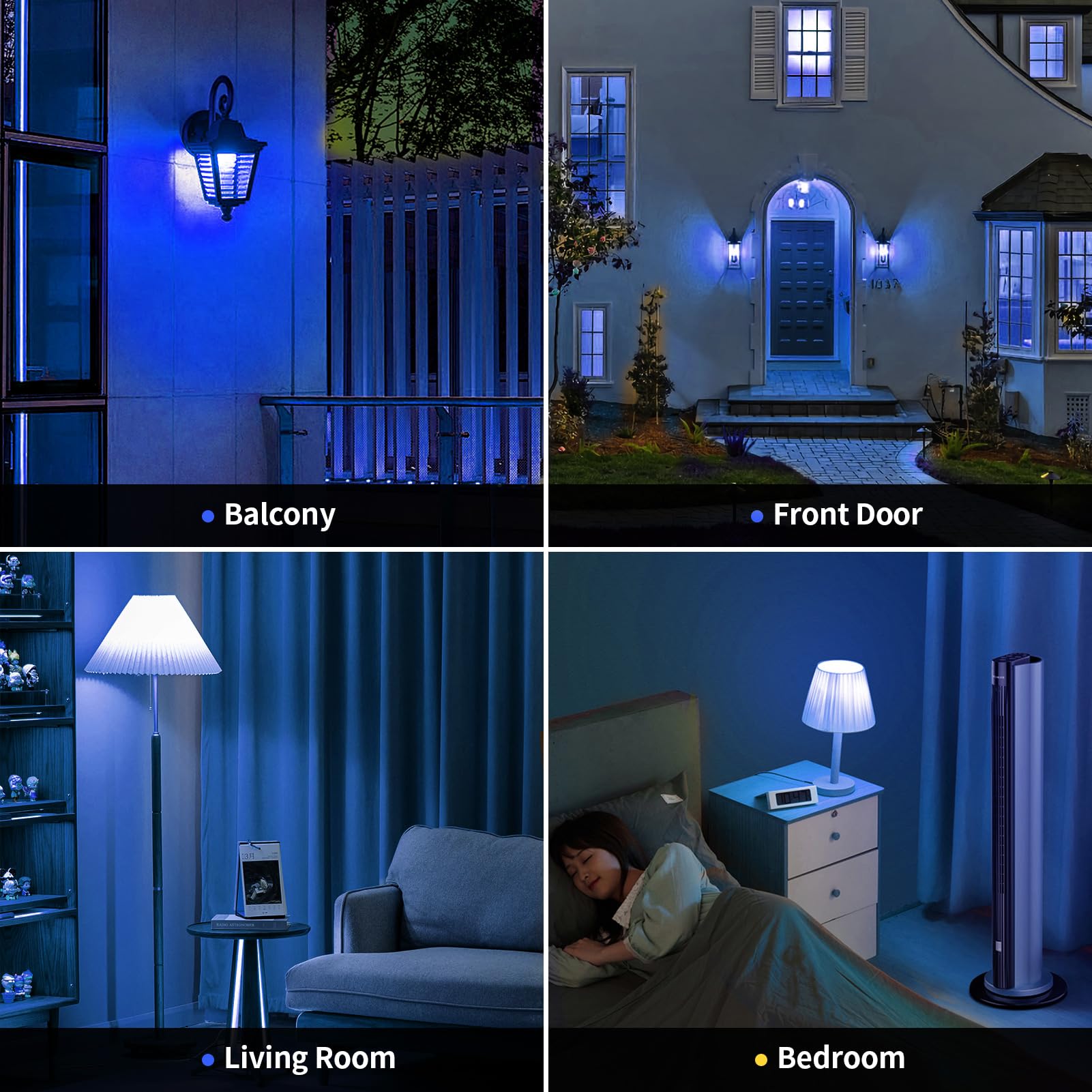 JAHEKS LED Light Bulbs, 9W (60W Equivalent), E26 Base, Blue & Red, 2-Pack for Holidays, Events & Home Decor