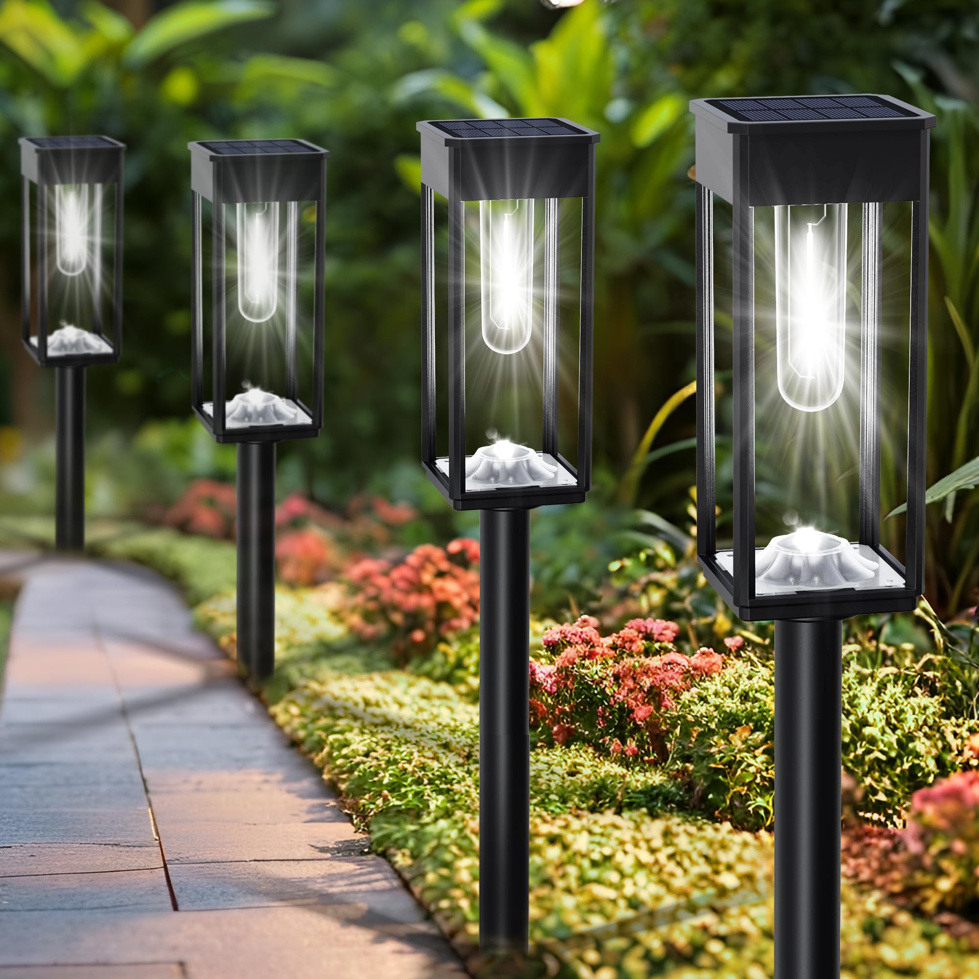 Solar Pathway Lights Outdoor 8 Pack,12Hrs Solar Lights outdoor Pathway Lights Solar Powered, Solar Path Lights Outdoor Waterproo