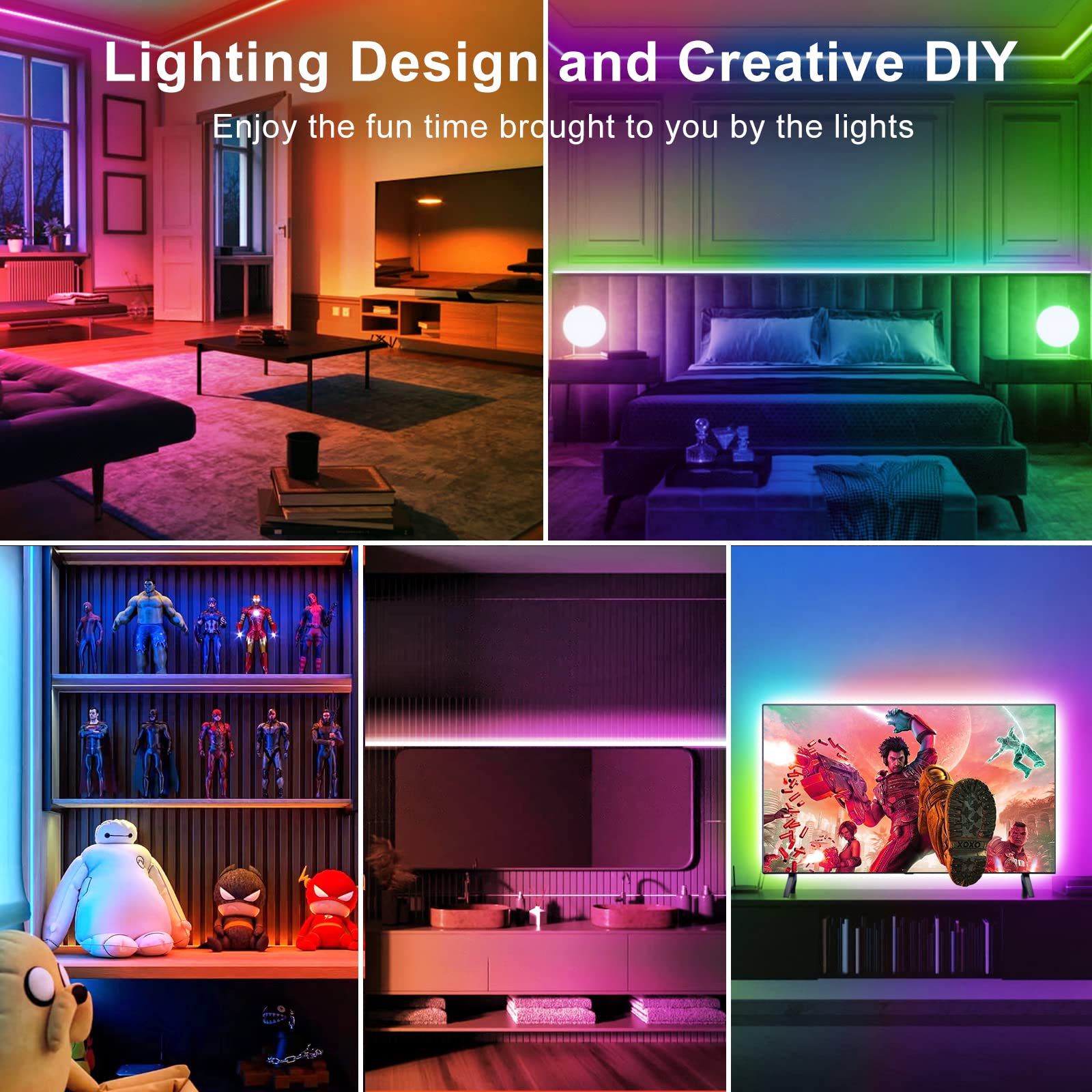 Tjoy 100Ft Kids Led Strip Lights With 20 Key Child Remote, Multi-Color Rgb Rope Lighting, Color Changing Led Light Strip For Bed