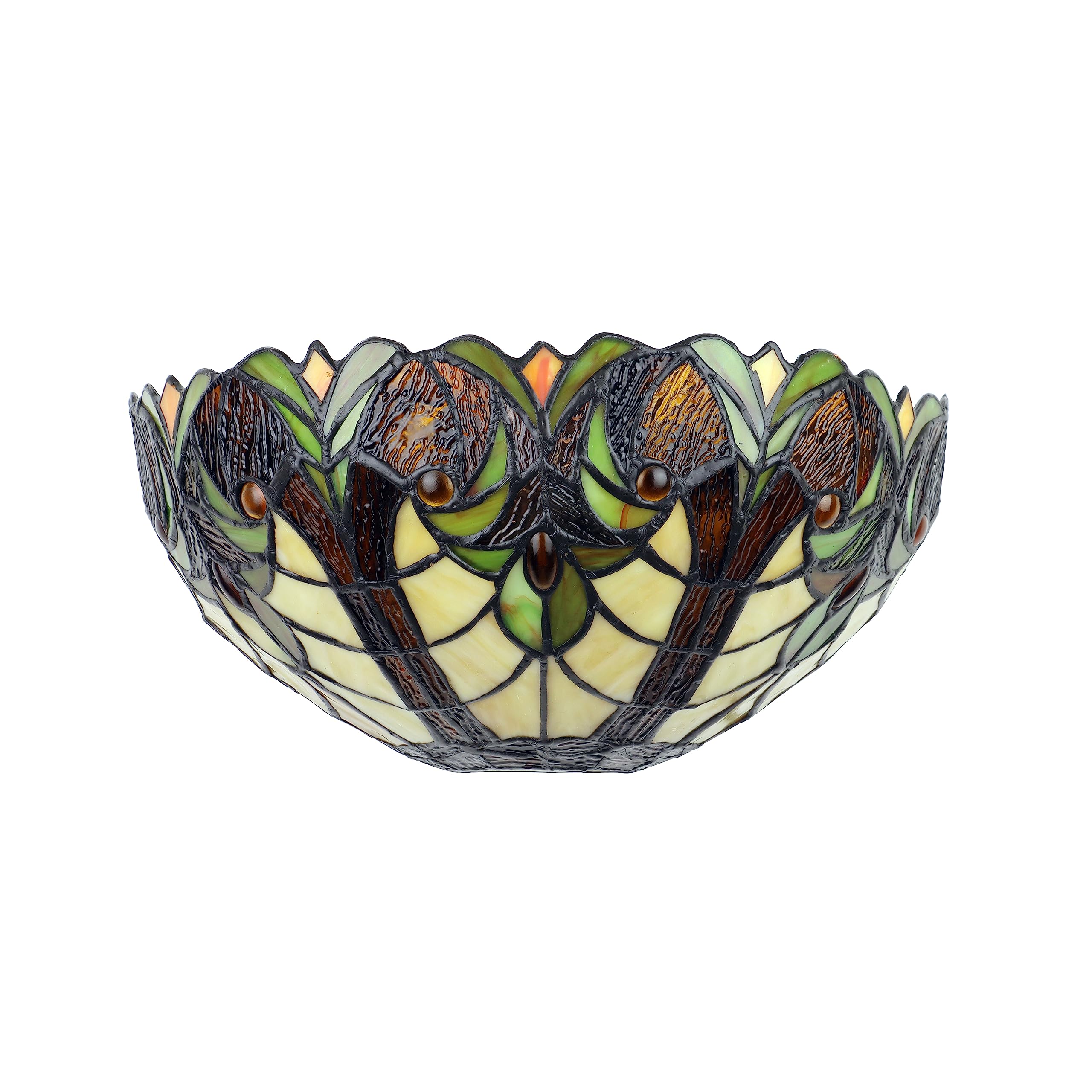 Chloe Lighting Liaison Victorian-Style Wall Sconce, 1-Light, Antique Dark Bronze Finish, 12in Shade, Stained Glass, Model CH18780VI12-WS1