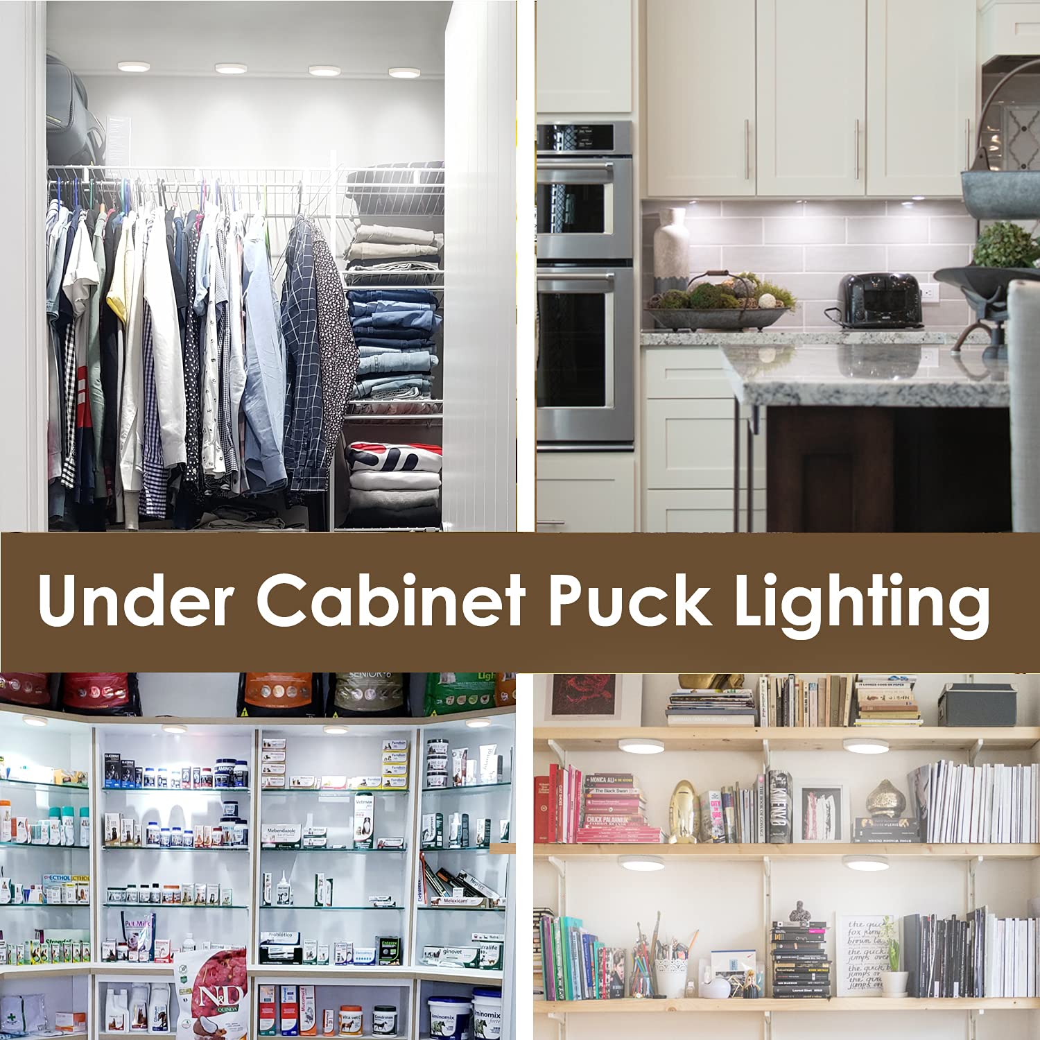 WOBANE LED Under Cabinet Lighting Kit, 112 LEDs, 700lm, RF Remote Control, Silver, Model CS211, 4 Pack
