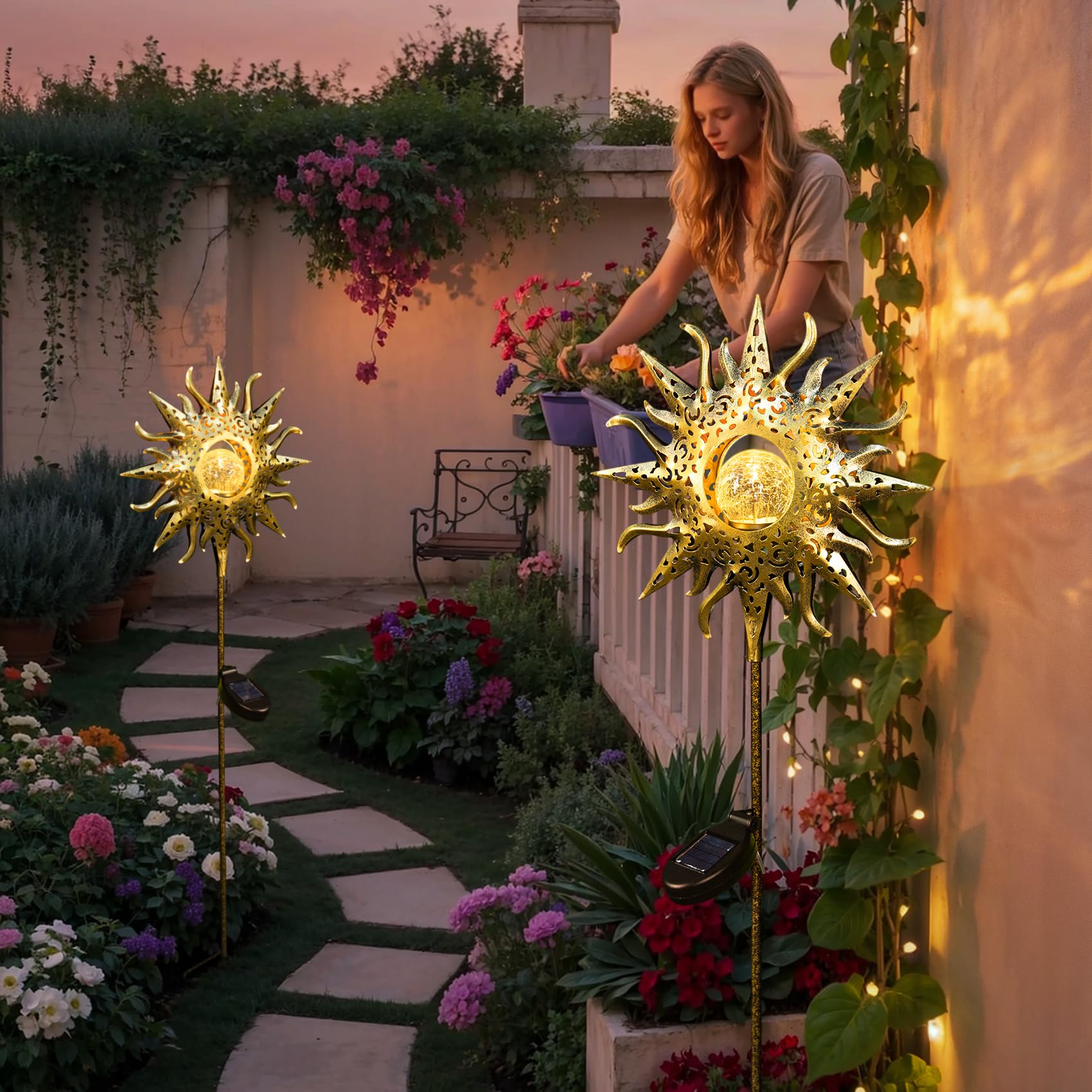 Take Me Sun Solar Lights Outdoor Waterproof Metal Garden Stakes For Patio Yard Walkway Lawnpatio Mothers Day Gifts Mom Wife Gran