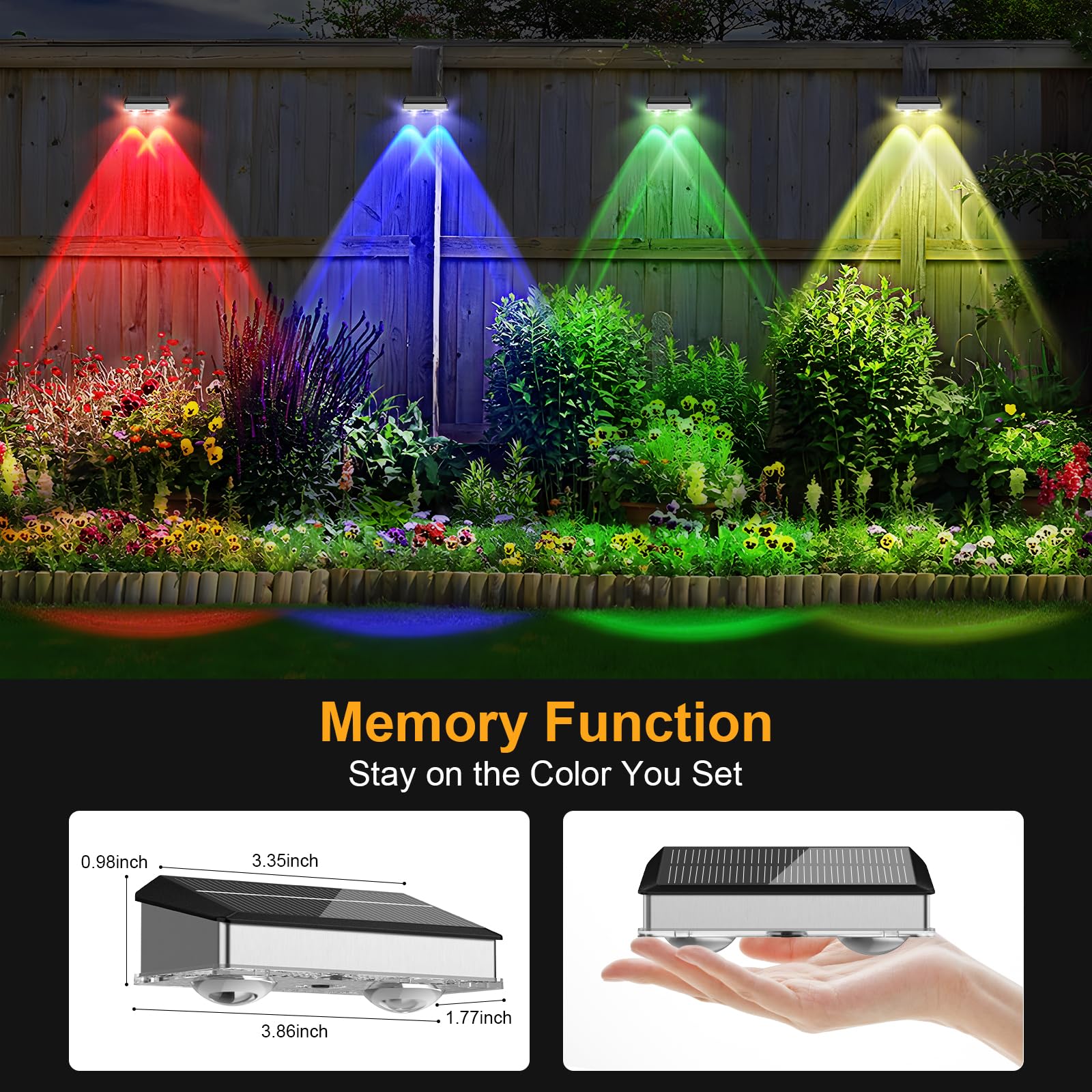 Solar Fence Lights Outdoor 8 Pack  Stainless Steel & Ip65 Waterproof  8 Lighting Modes High Brightness Led Spot Lens Deck Lights Dusk To Dawn For Backyard Stair Railing Patio Wall