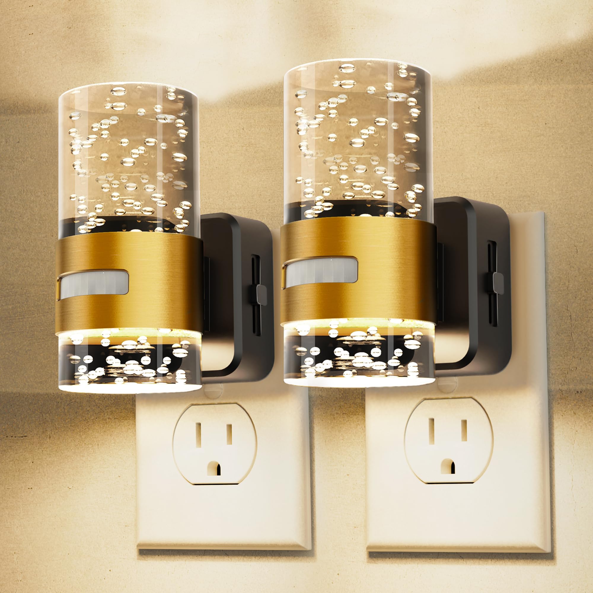 L LOHAS LED Motion Sensor Night Light,Dimmable Night Lights Plug into Wall, 2 Pack Acrylic Nightlight with 0-100 LM Adjustable B