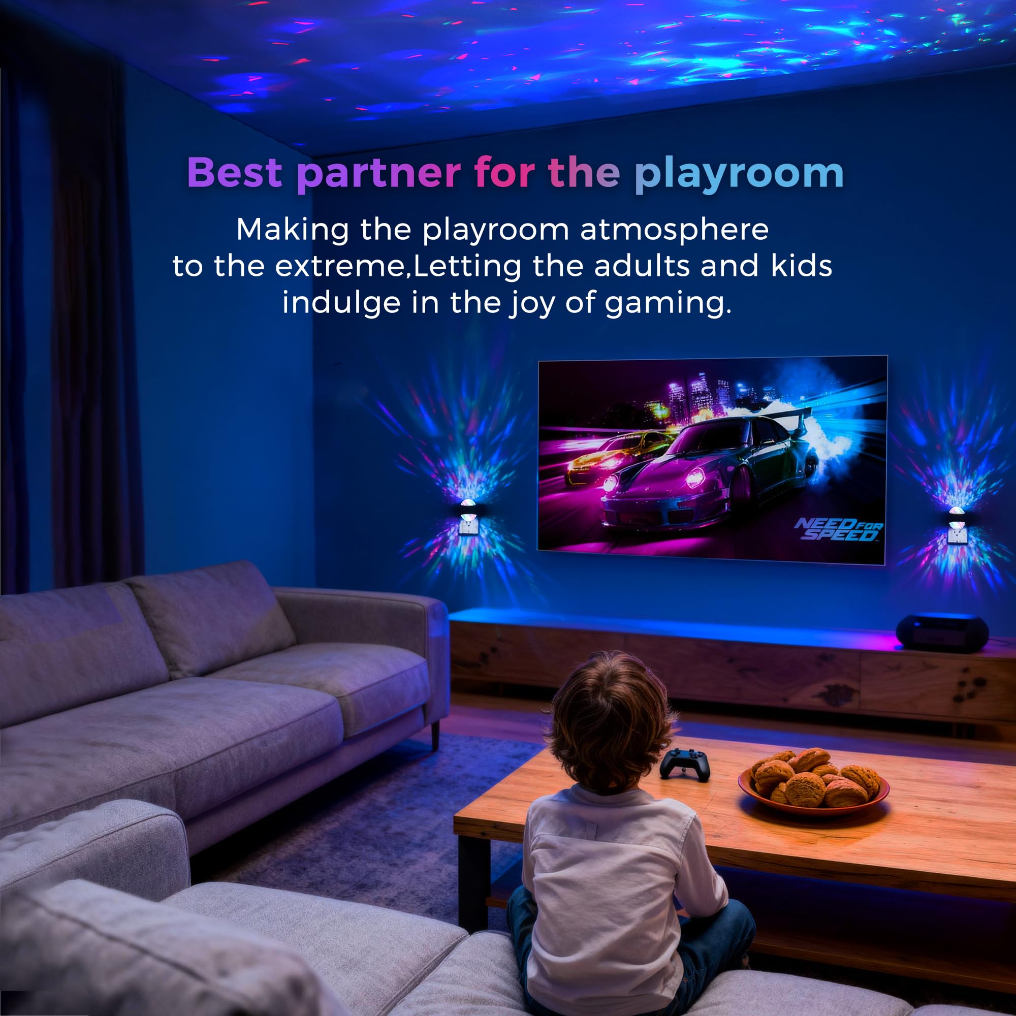 L Lohas Led Projector Night Light 2 Pack Plug In Night Light With Light Sensor Multi-Color Nightight For Kids Playroom Christmas Party Gift