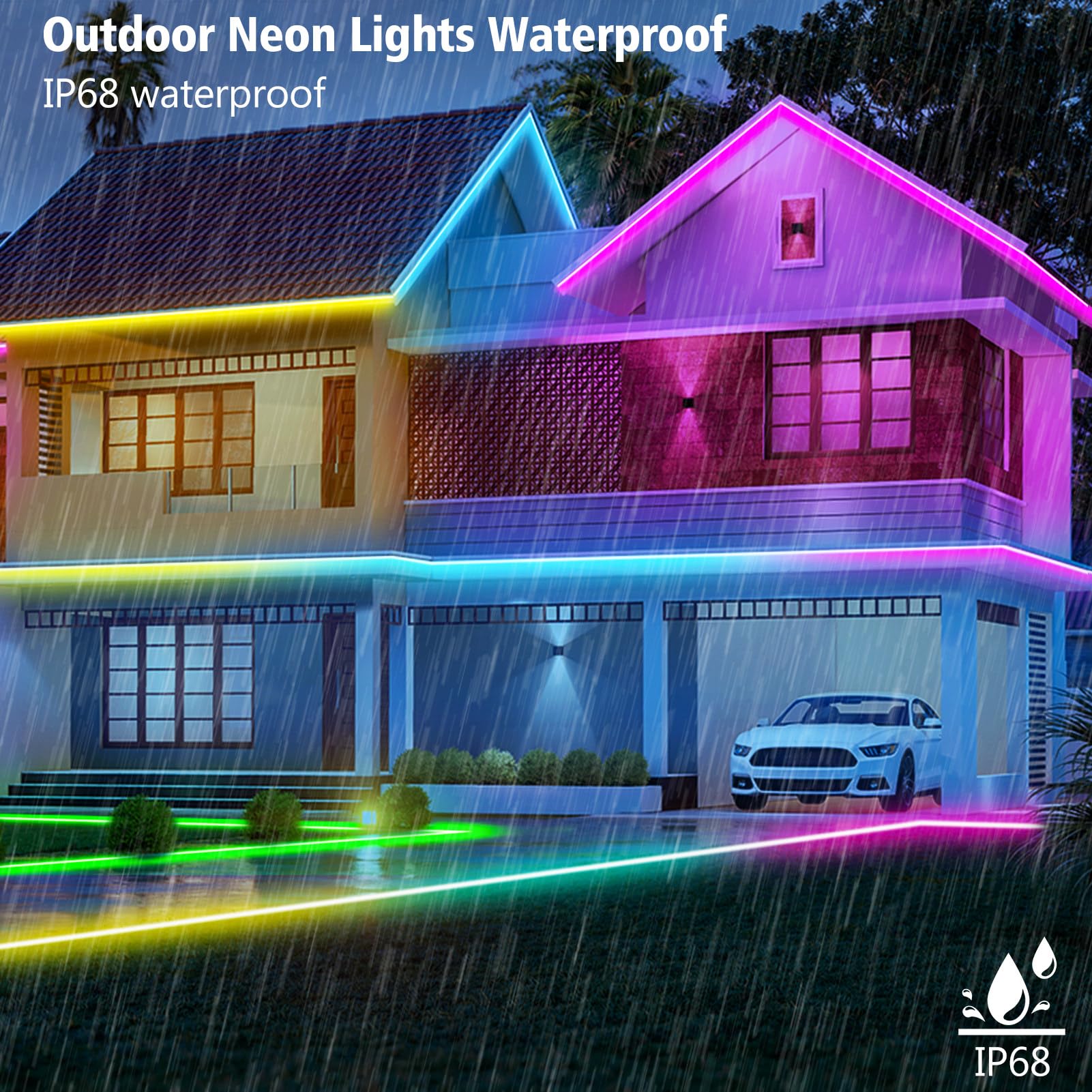 Danhh LED Neon Rope Lights, RGB Color Changing, 10M, Waterproof, Model D001, Remote APP Control, Music Sync