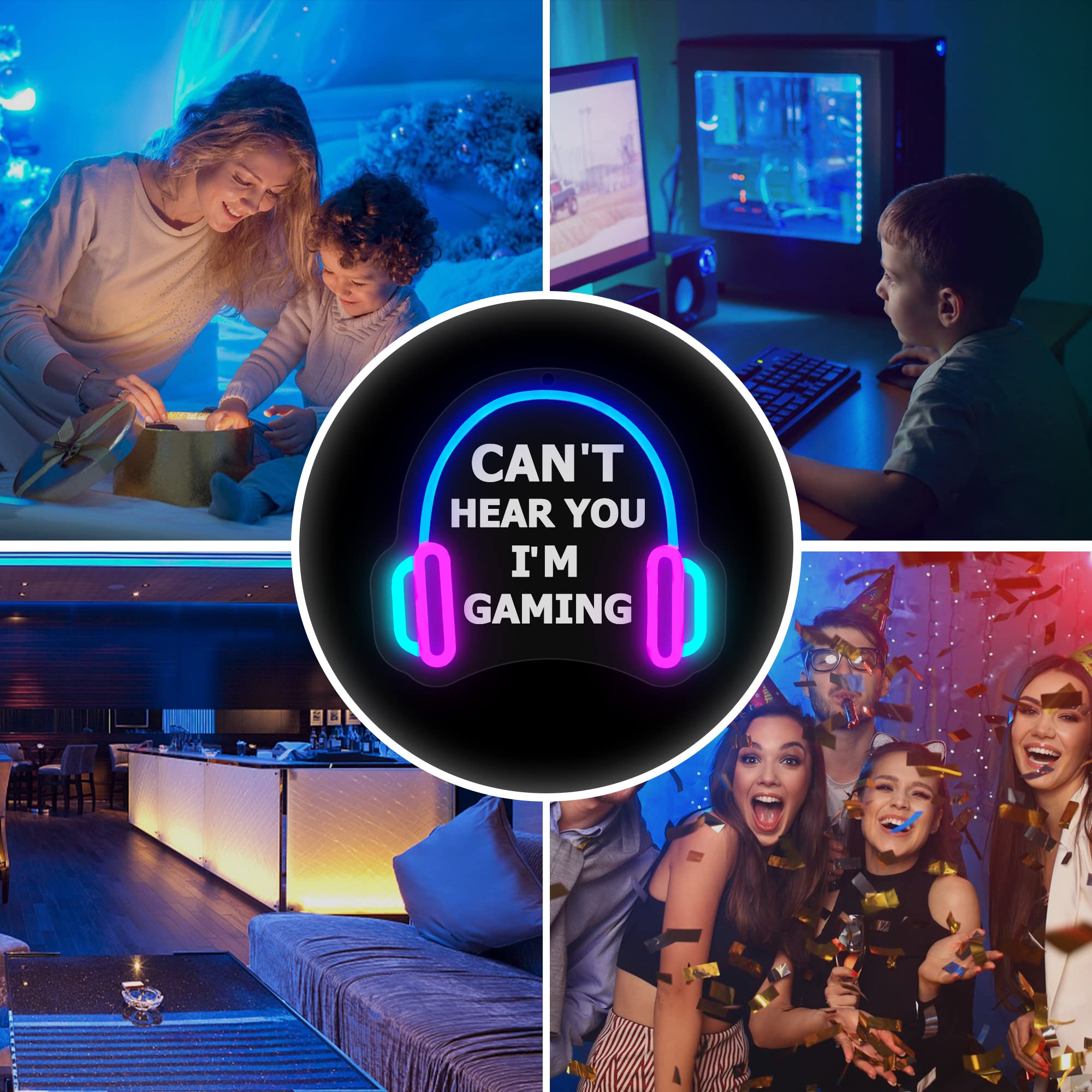 YuanDian Gamer Neon Sign, Cant Hear You Im Gaming LED Neon Lights for Game Room Wall Decor, Gift Ideas for Boys Gamers Nephew