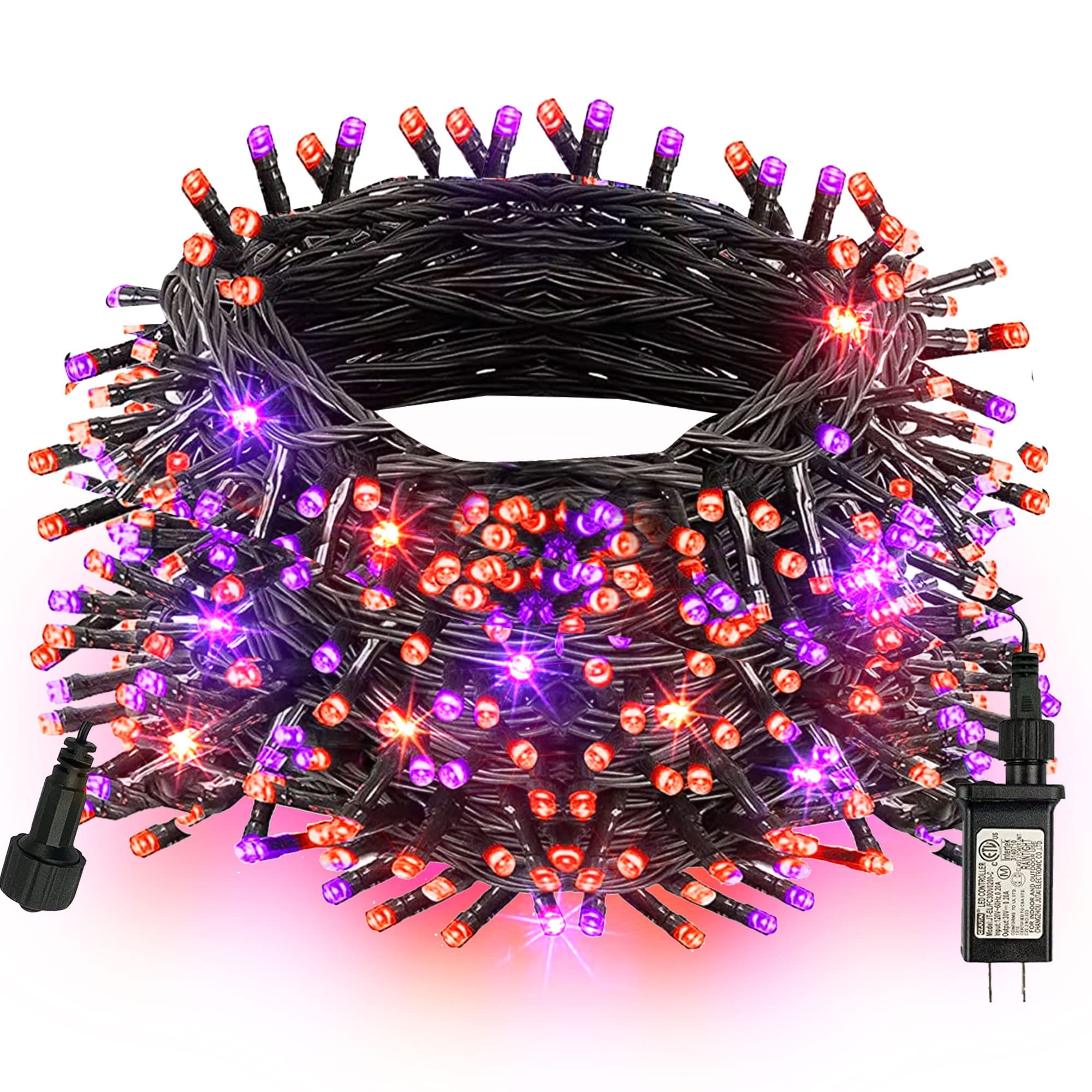 Orange And Purple Halloween Lights, 200 Led 66Ft Halloween Lights Plug In With 8 Modes, Waterproof Fairy Halloween Lights Outdoo