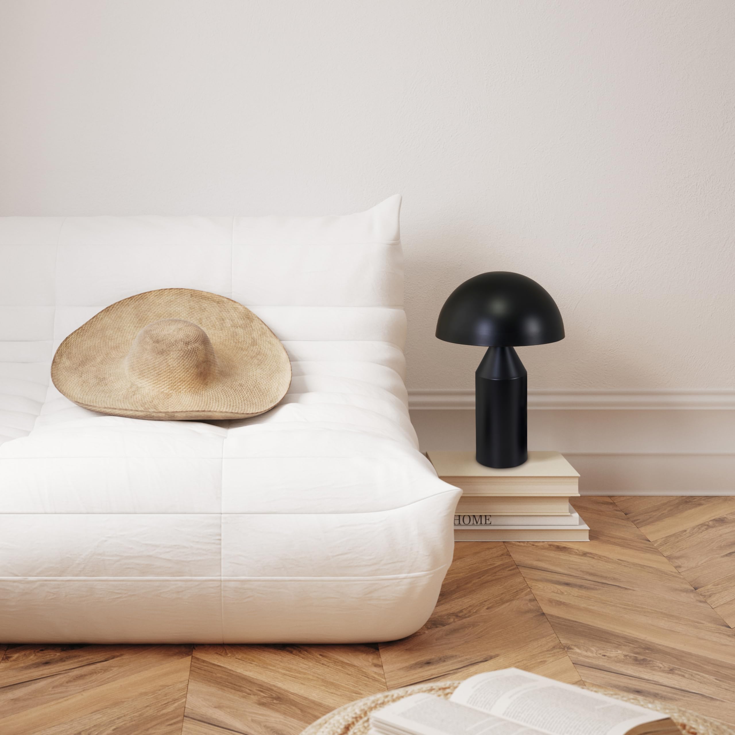 Brightech Venus 14 Globe Table Lamp - Modern Mid-Century Lamp With Golden Metal Shade - Nightstand  Bedside  Desk & Accent Table Lighting For Bedroom  Living Room & Office D?Cor - Black