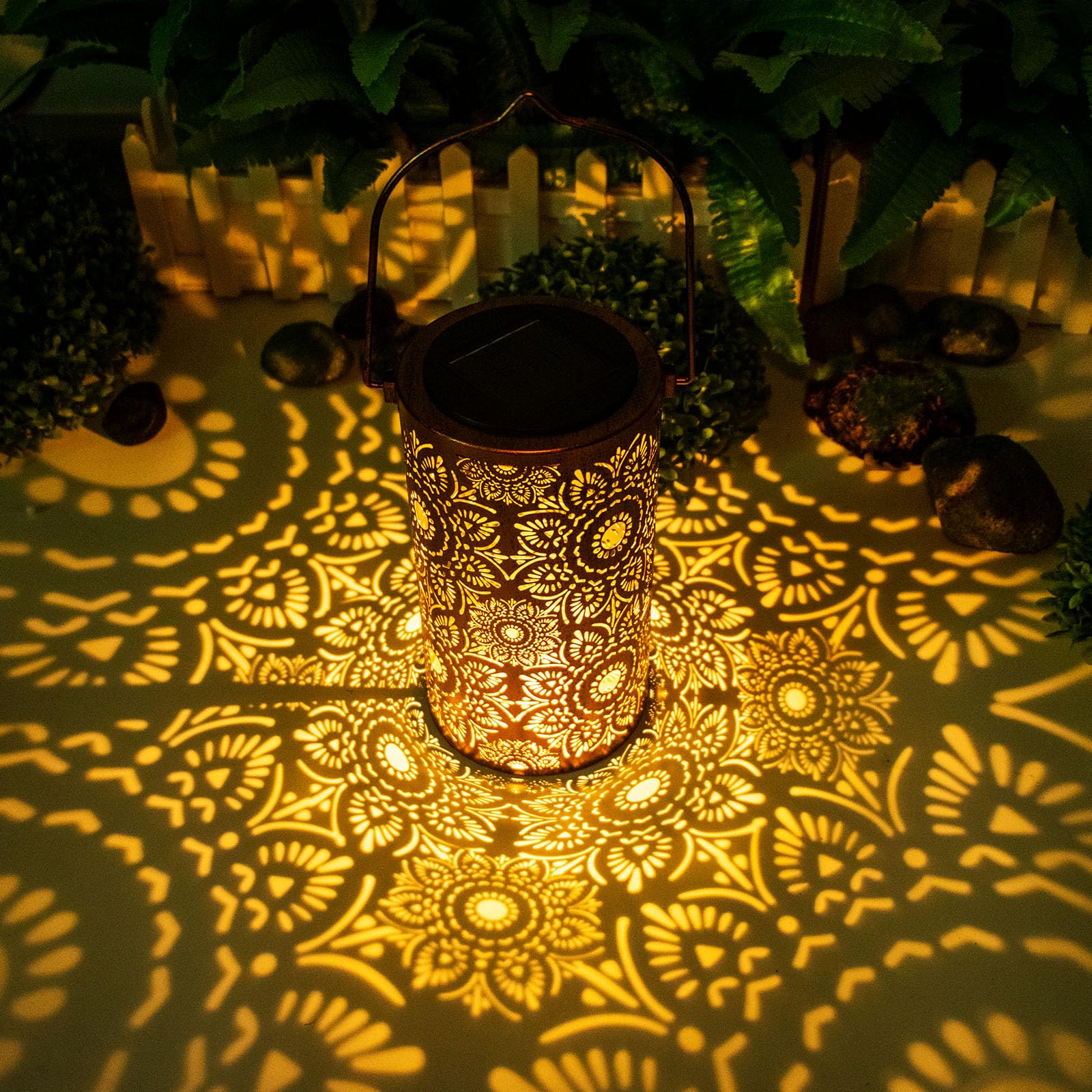 Solar Lanterns Outdoor Hanging Lantern Lights,Sunflower Metal Decor Lanterns-Waterproof Led Decorative Light For Garden Patio Ya