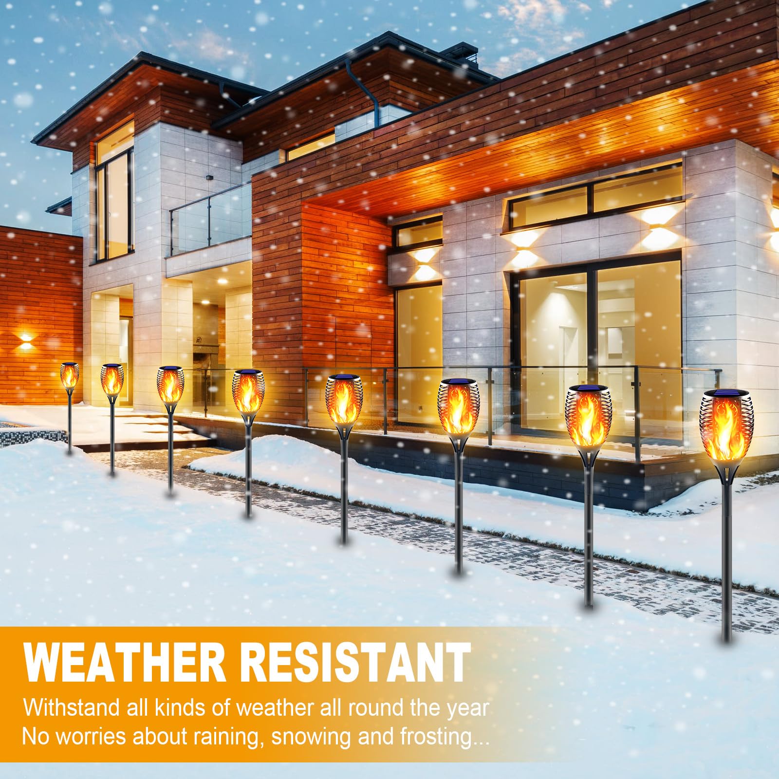 Awethone Solar Torch Light With Flickering Flame Outdoor Waterproof, Super Large Solar Tiki Torches, Landscape Decorative Lights For Yard, Garden, Pathway, Auto On/Off (1 Pack)