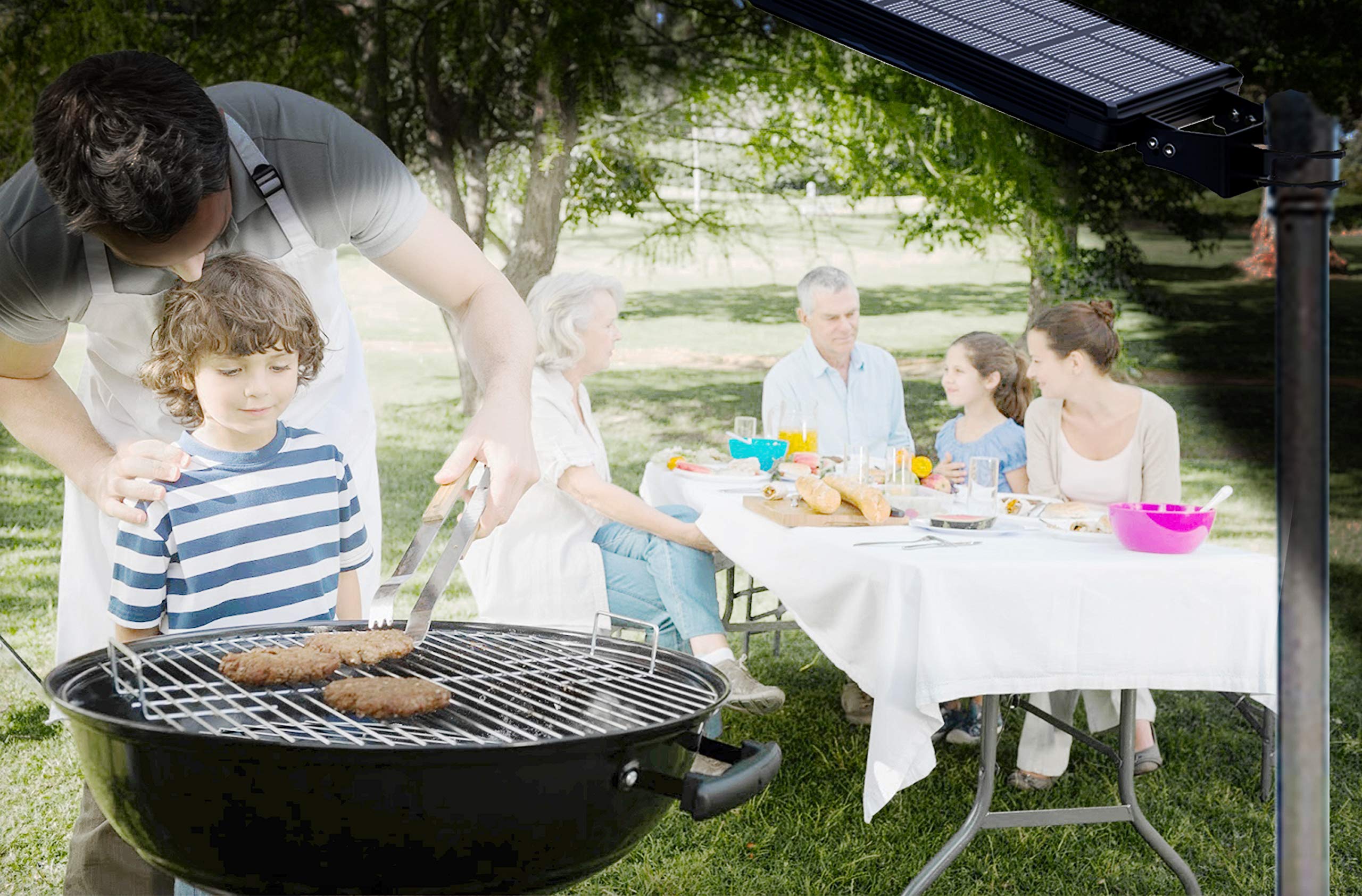 Eleding Solar Power Dusk To Dawn Led Area Light, 3200 Lumens, Smart Sensing, Black Aluminum