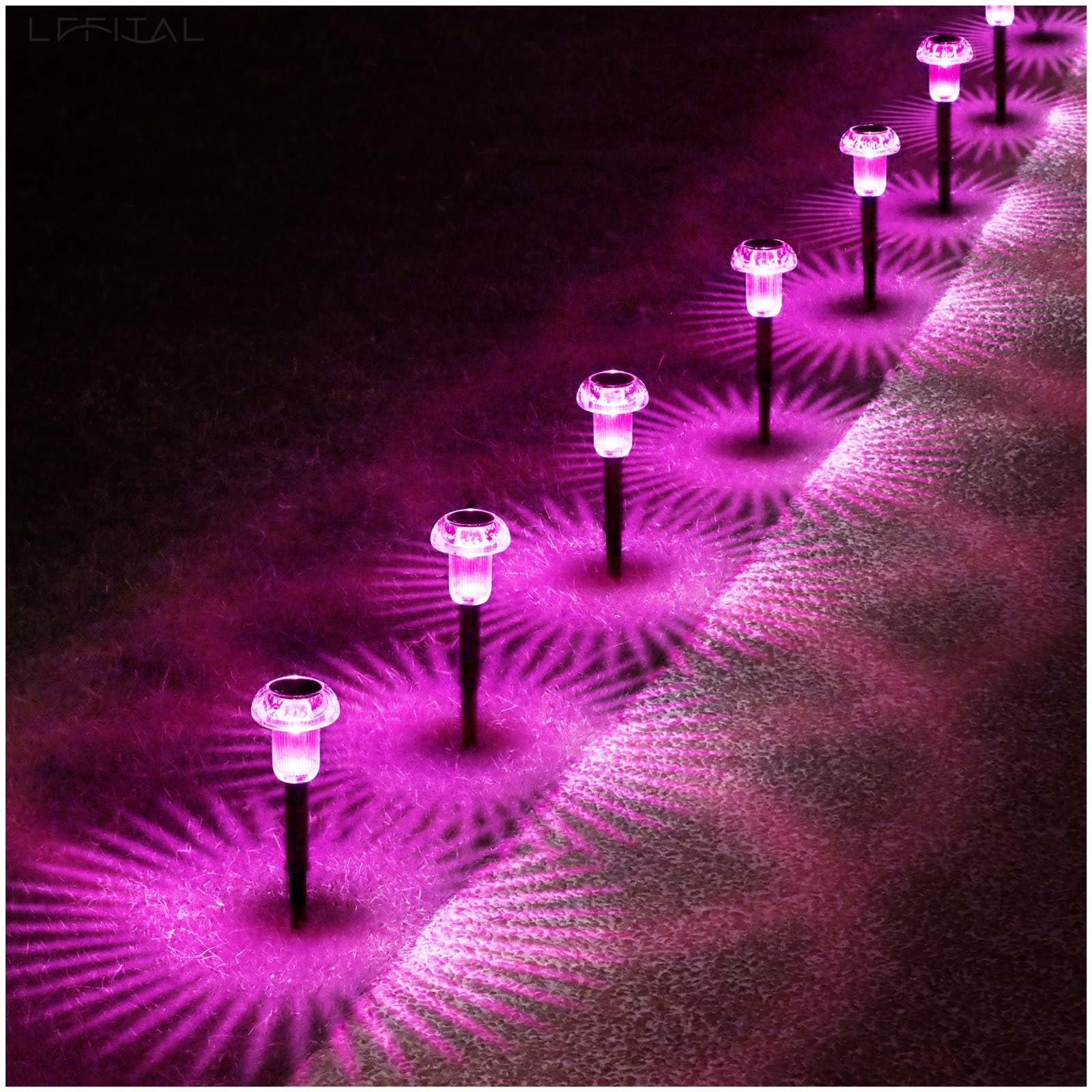 Lffital 16 Pack Halloween Solar Lights Outdoor Hot Pink Solar Pathway Lights Outdoor Purple Mushroom Led Waterproof Lighting Stake For Outside  Yard  Path  Garden  Lawn  Patio  Landscape Decorations