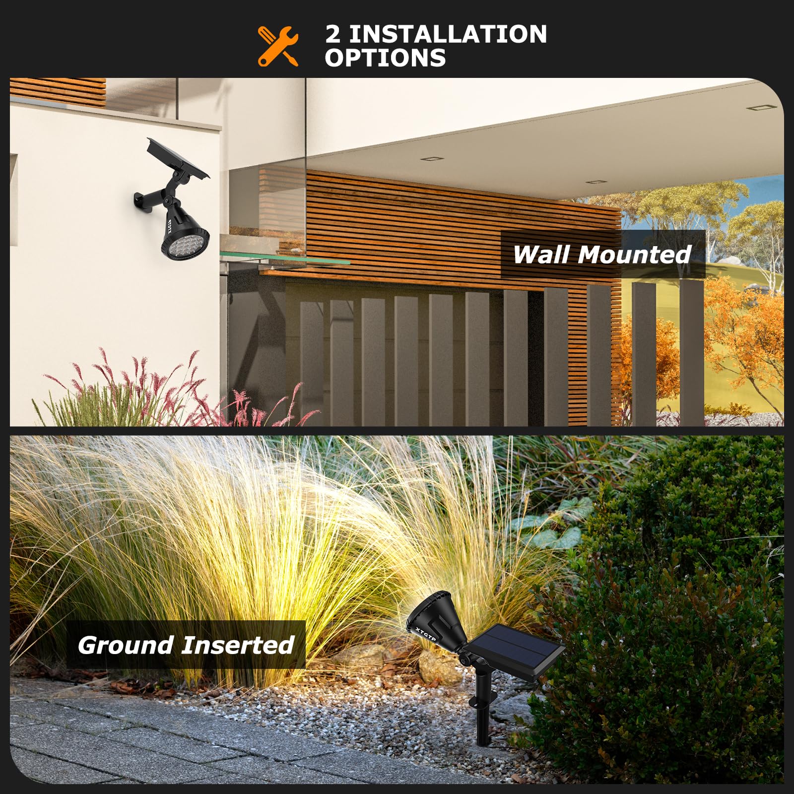 Xtgtp Solar Lights Outdoor - 21 Leds Ip67 Waterproof, 2-In-1 Adjustable, Cool White, 4 Pack