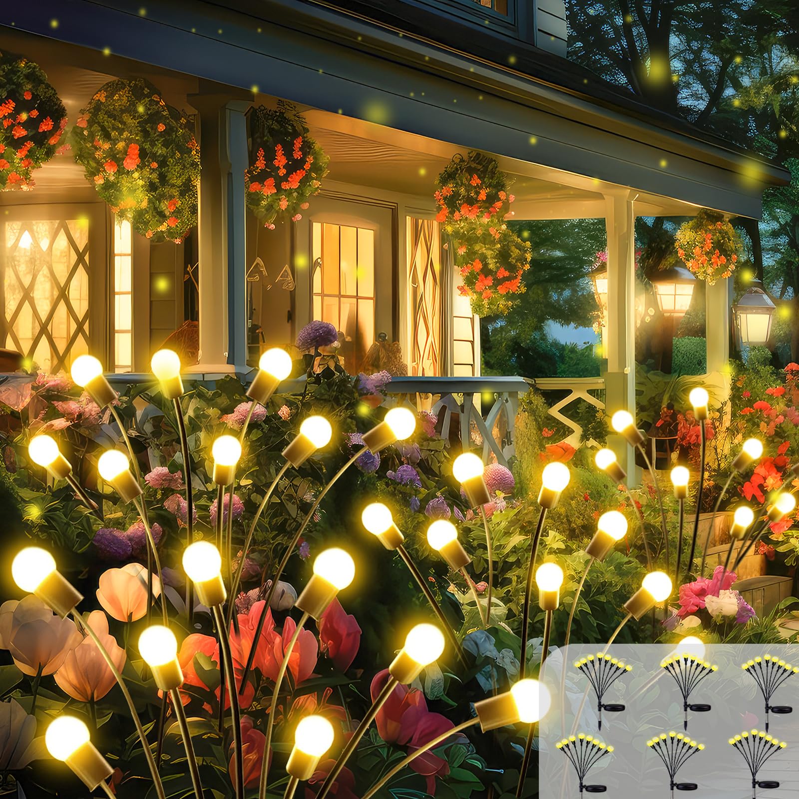 2025 Solar Lights Outdoor Waterproof, 6 Pack Solar Garden Lights, Solar Firefly Lights Outdoor Waterproof, Solar Twinkle Swaying