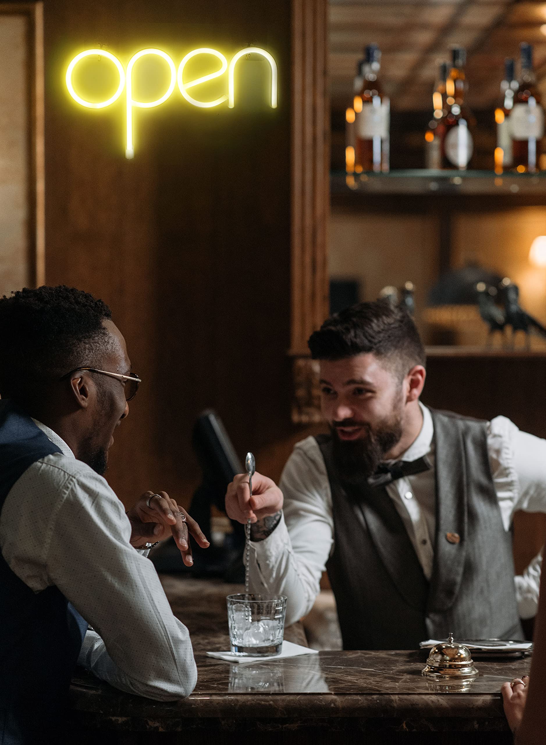 StarryMine LED Neon Open Sign - Yellow, USB or Battery Powered, 13.8inx7.1in, for Business, Party, Bar, Salon, Store Decor