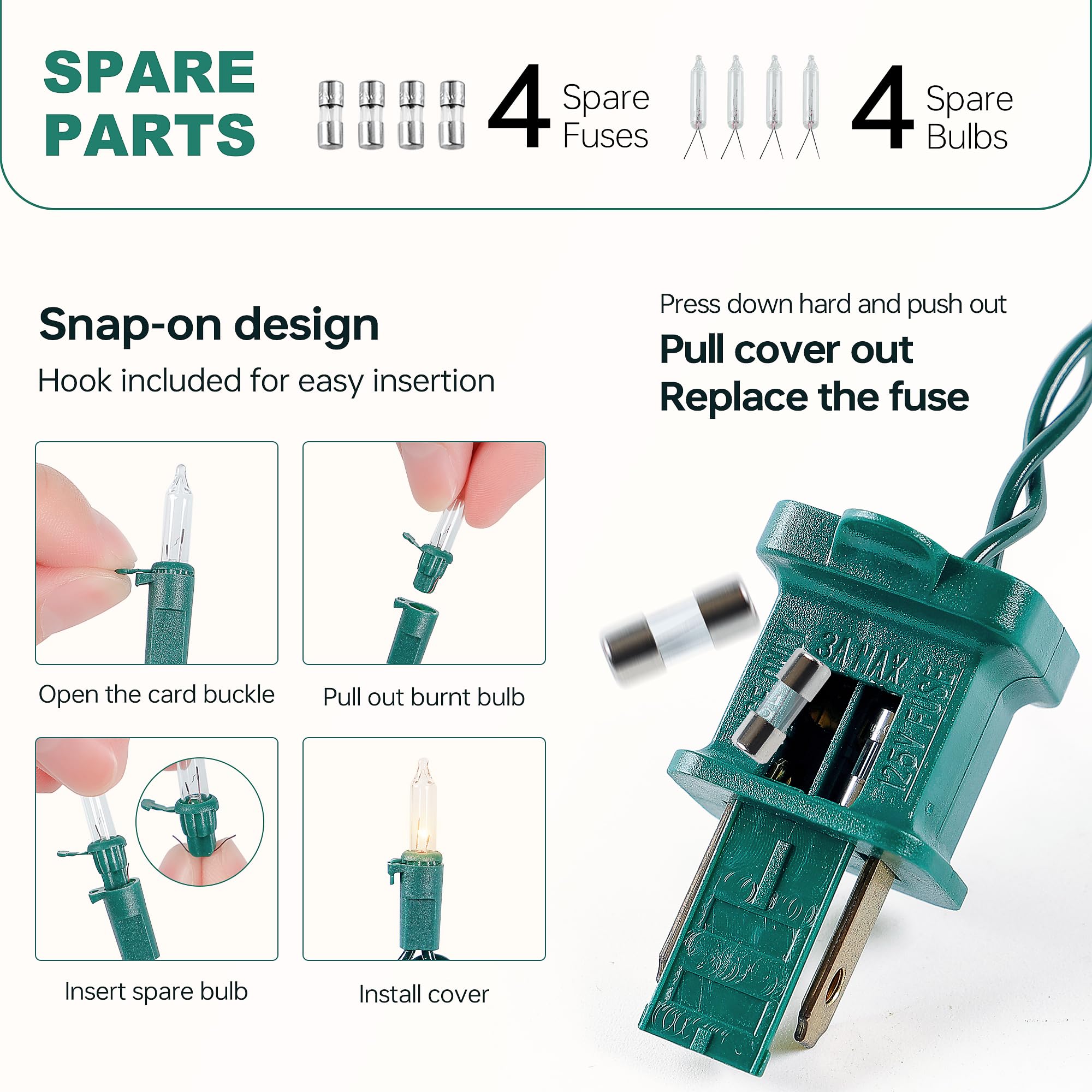 Youngar Christmas Lights, Clear Outdoor Lights,2 Pack 23Ft 100 Green Wire Lights Connectable Incandescent Mini Light,Ul Approved