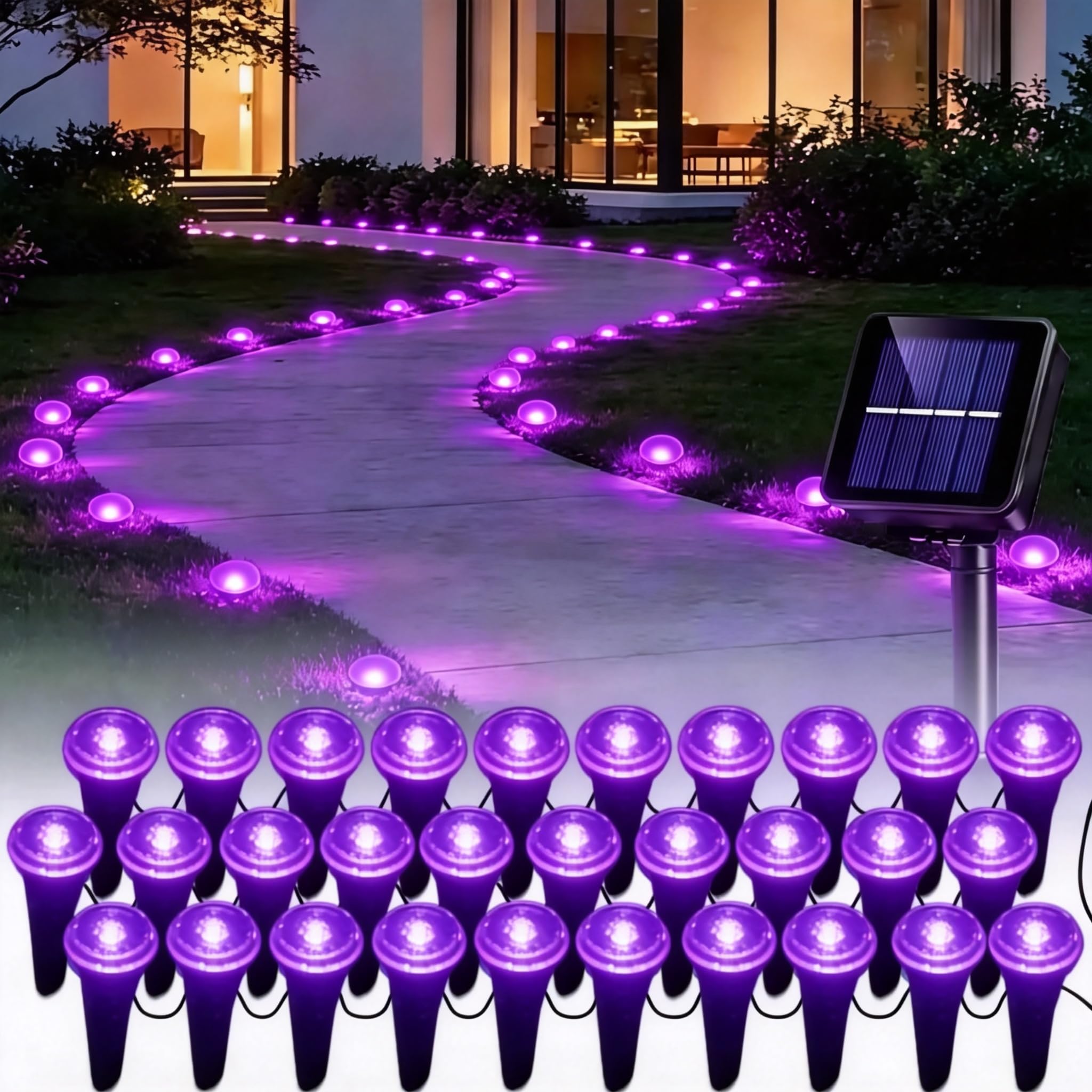UMEUC Solar Ground Lights, 30 Pack Solar Lights Outdoor, 32.8FT 8 Modes Auto On/Off IP65 Waterproof Disc Light In-Ground Landsca