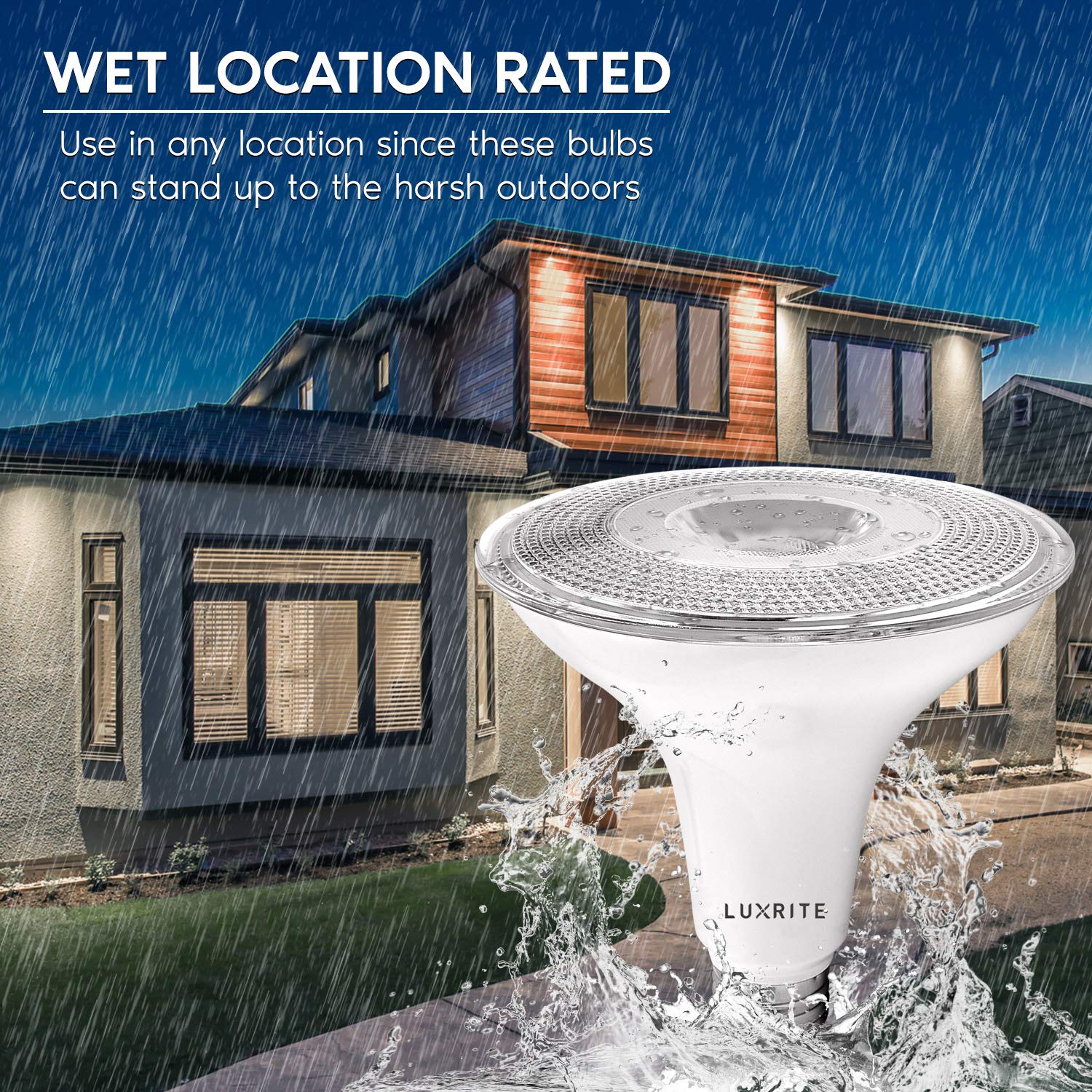 LUXRITE Dusk to Dawn PAR38 LED Bulb, 90W Equivalent, 1250 Lumens, 5000K Bright White, E26 Base, 4 Pack