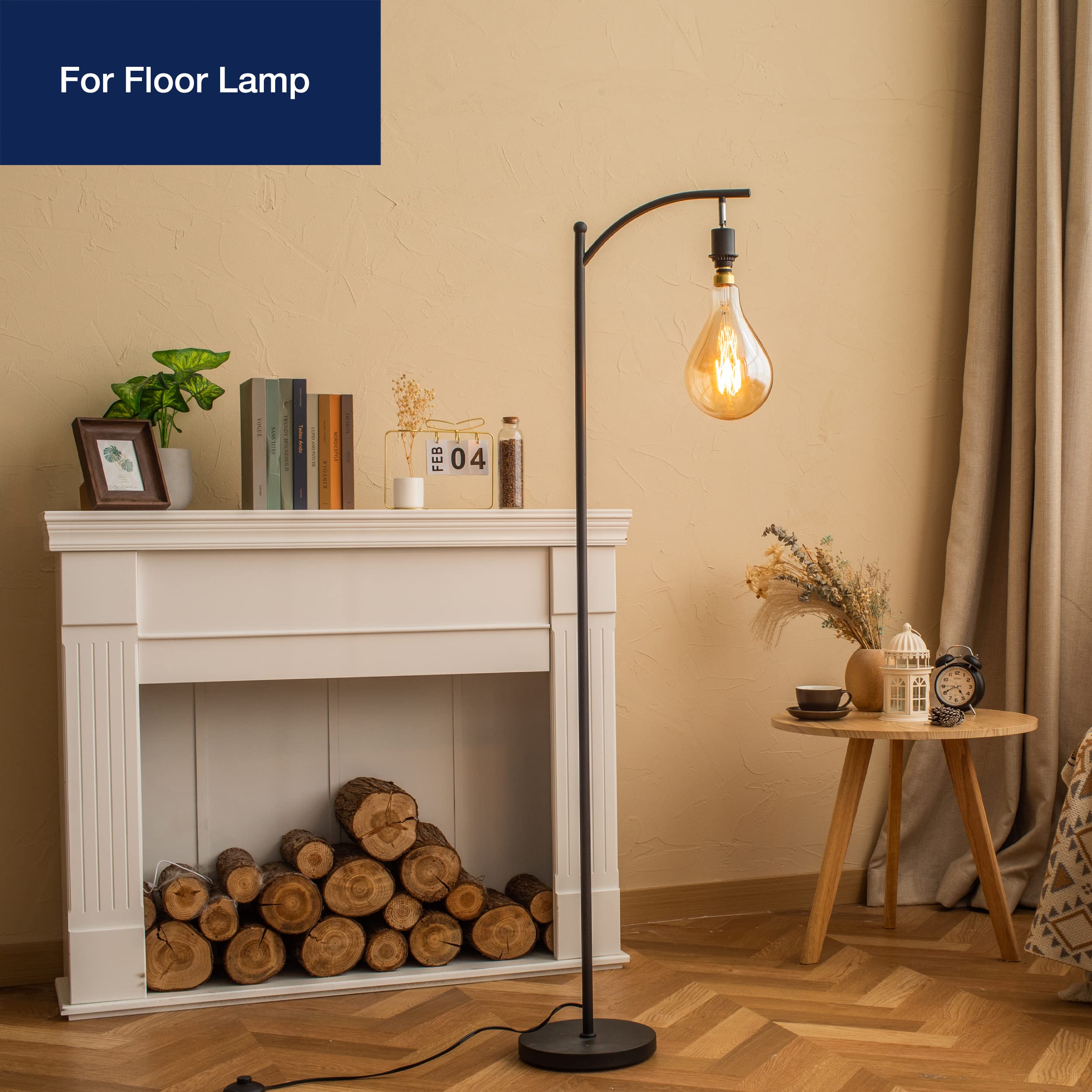 Flsnt Led Large Decorative Pendant Light Bulbs 60W Equivalent, Dimmable Led Oversized Bulbs With Amber Glass, 2000K Warm White,