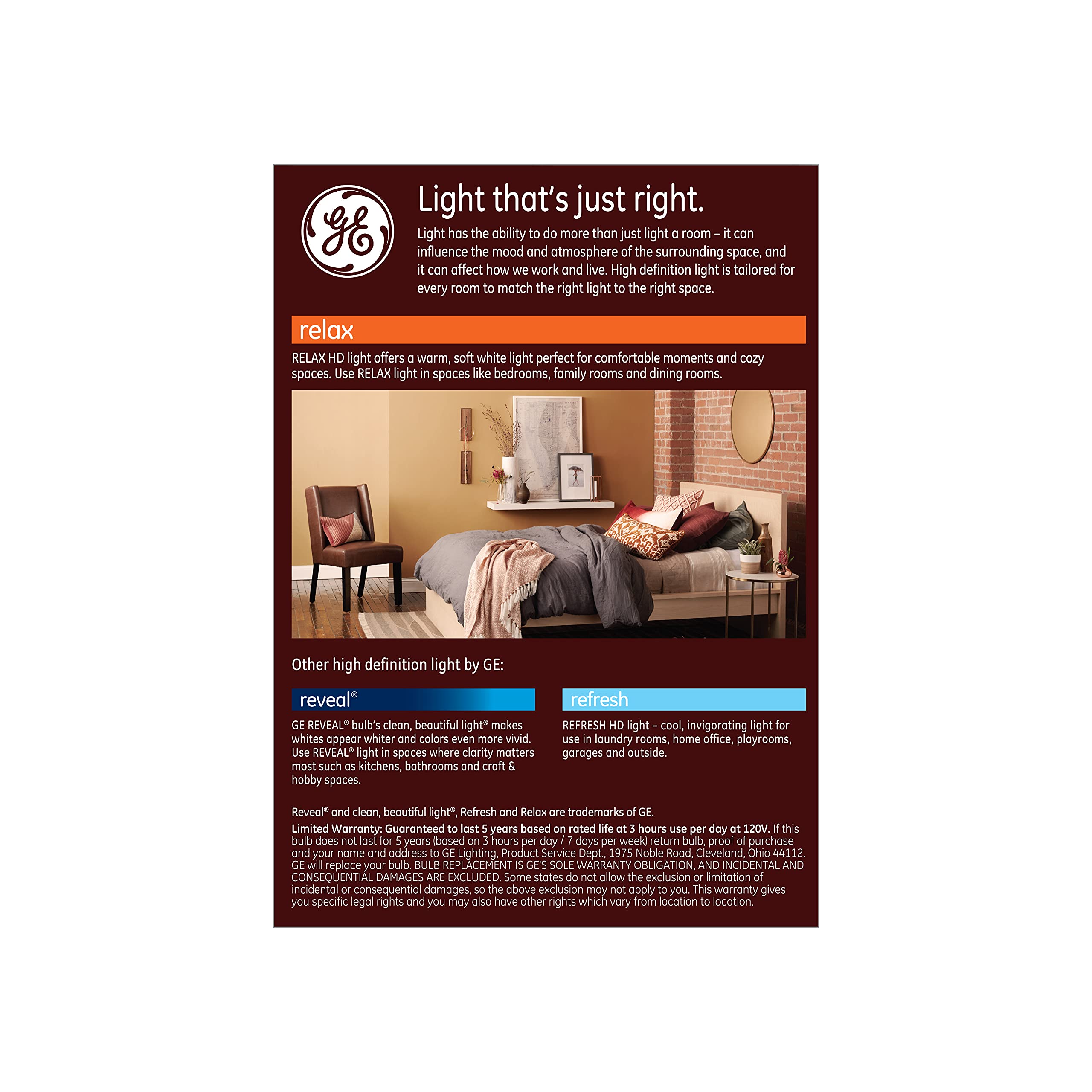 Ge 68438 Led Relax Hd 13 (65-Watt Replacement), 900-Lumen R40 Light Bulb With Medium Base, Soft White, 1-Pack, 1 Count (Pack Of