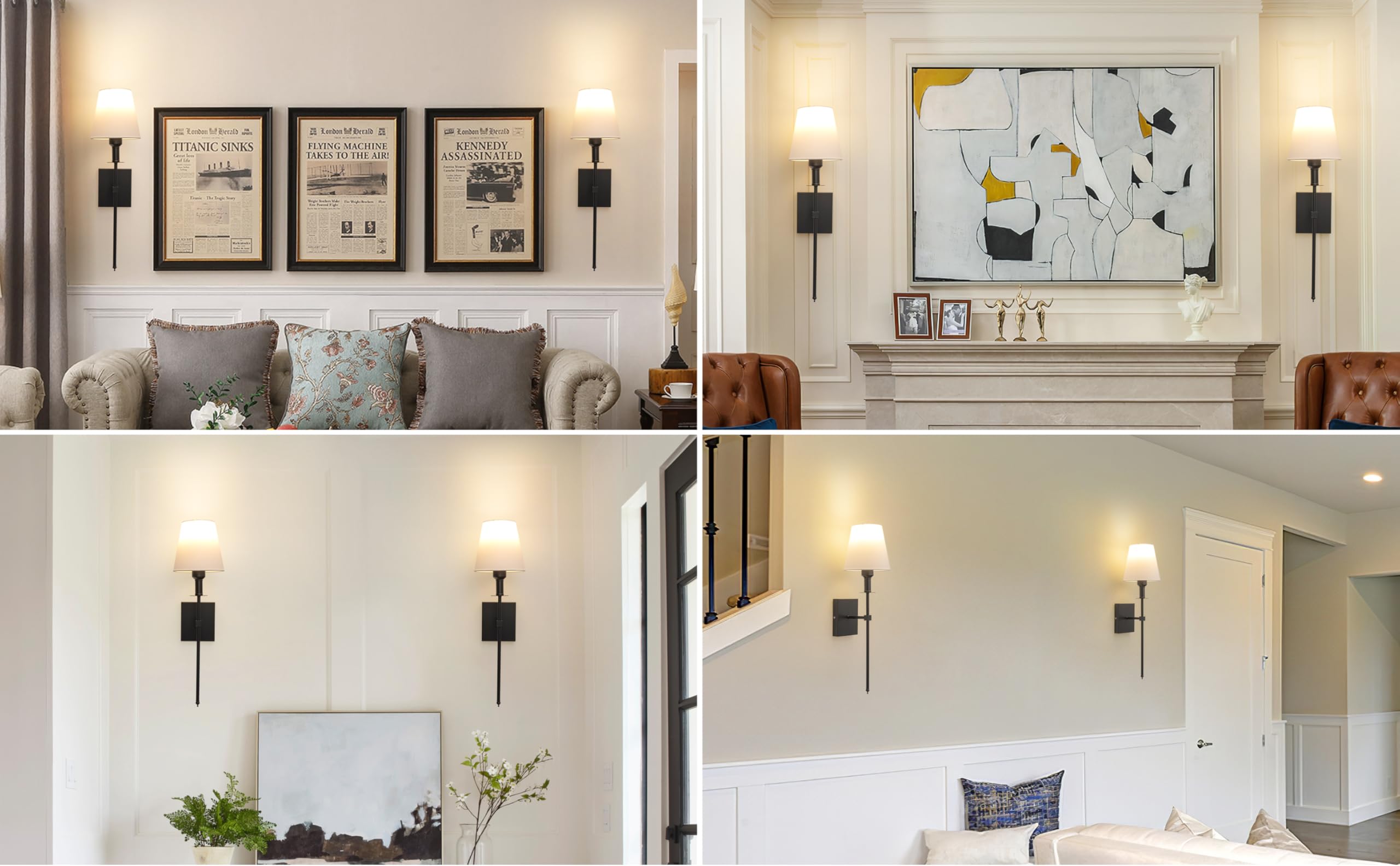 Wall Lights Battery Operated Wall Sconces Set Of 2, Black Rechargeable Wall Light With Wireless Remote Dimmable,12 Colors Modes