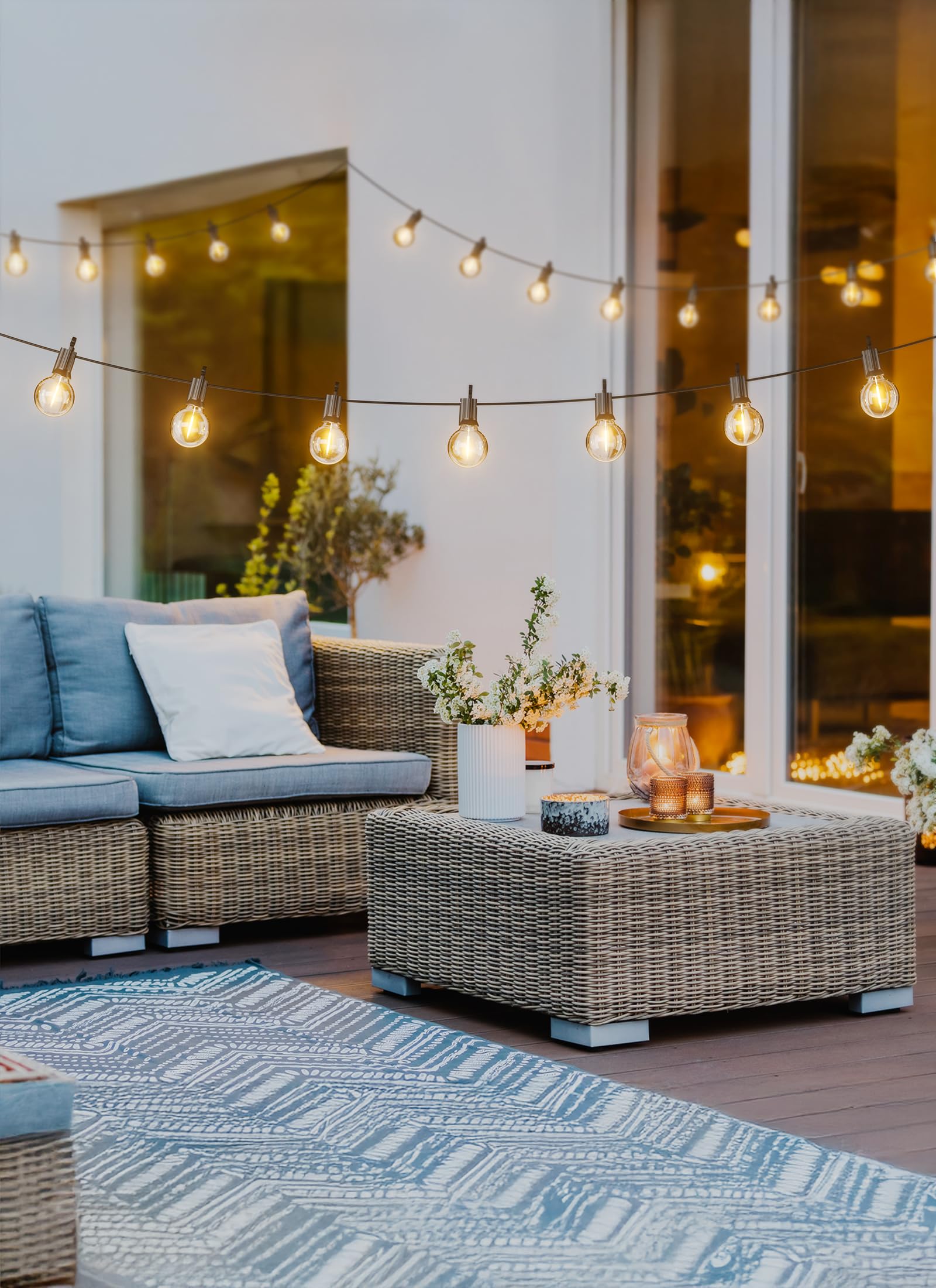 Brightown 25ft Outdoor String Lights, G40 Globe LED, Black, Waterproof with 13 Edison Bulbs for Backyard, Porch, Party Decor