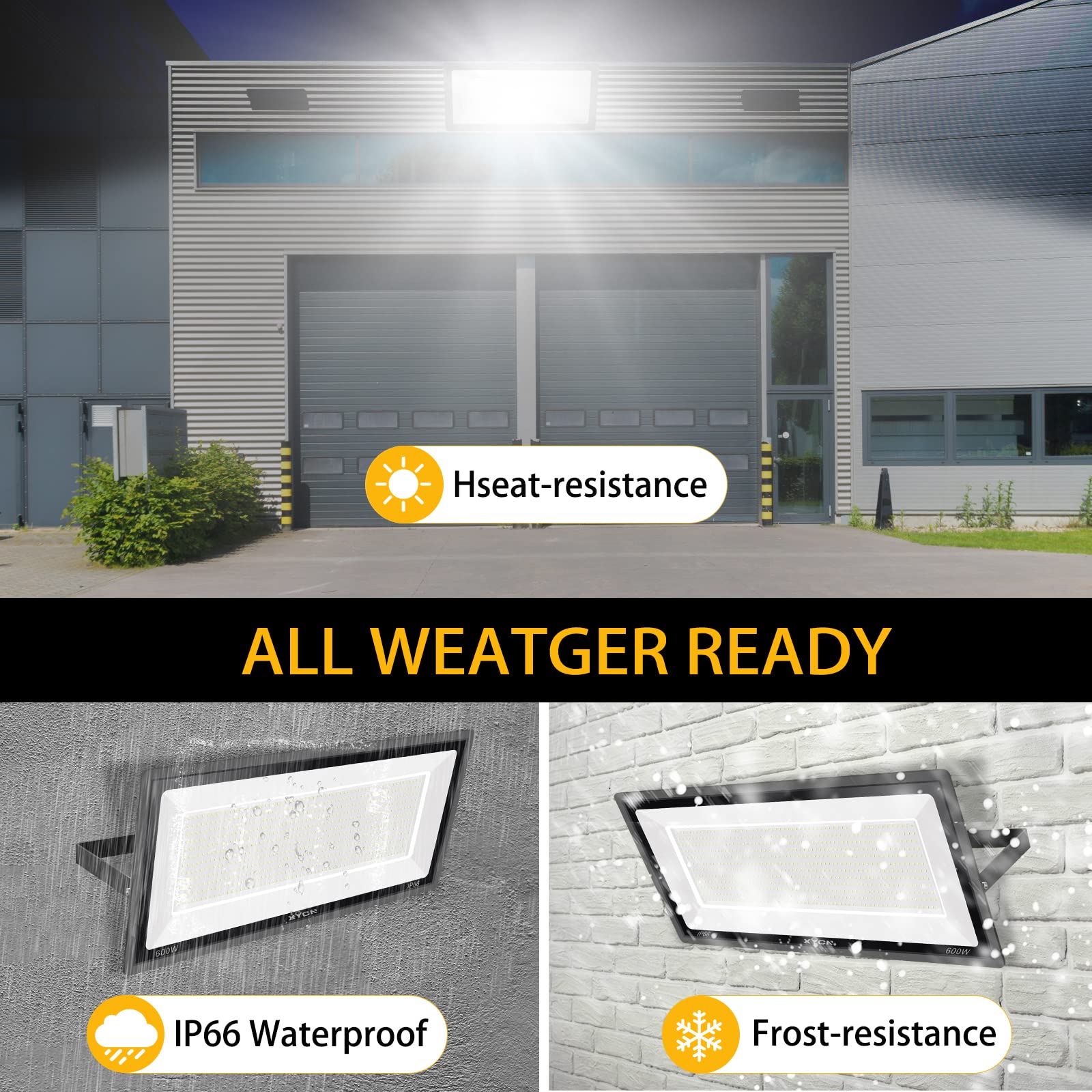 Xycn 600W Led Flood Light, 67500Lm Super Bright, Ip66 Waterproof, 5000K For Sports Fields