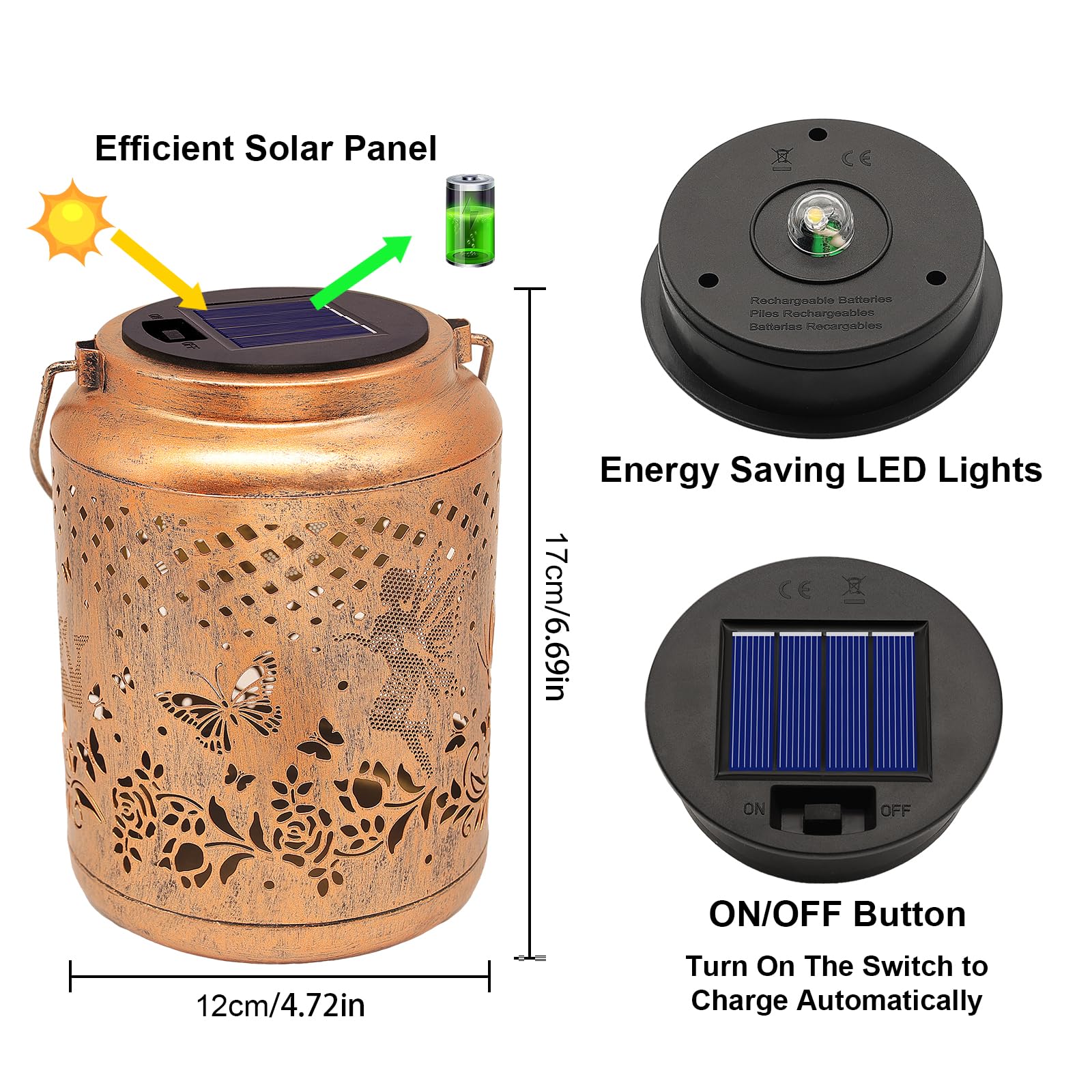 Solar Lanterns Outdoor Hanging Lantern Lights  Fairy Butterfly Metal Decor Lantern Waterproof Solar Lights Led Decorative Outside For Garden Yard Patio  Birthday Gifts For Mom Grandma Women Christmas
