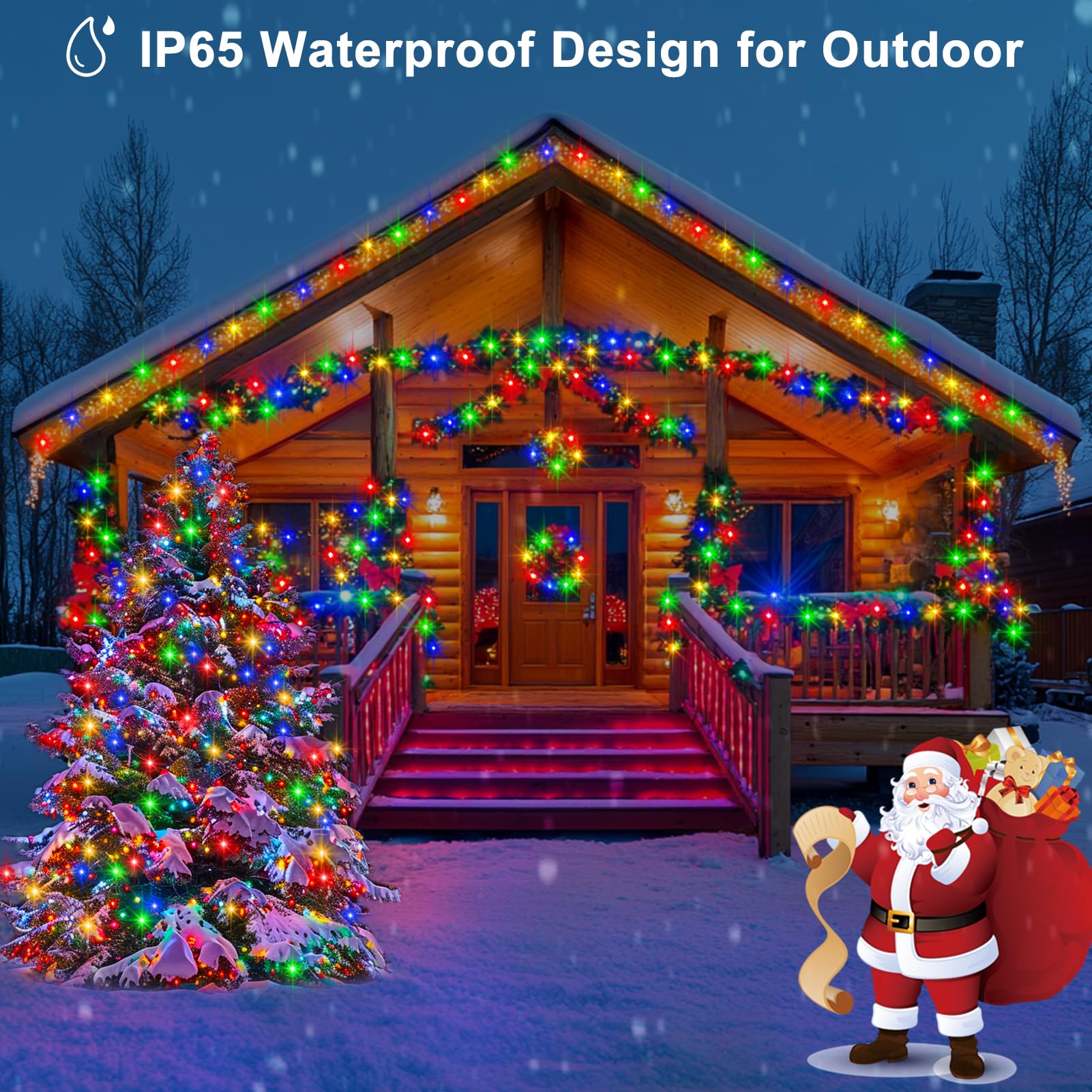 Dealbeta 4 Pack 16.5Ft Rgby Battery Operated String Lights, 50Led, 8 Modes, Clear Wire