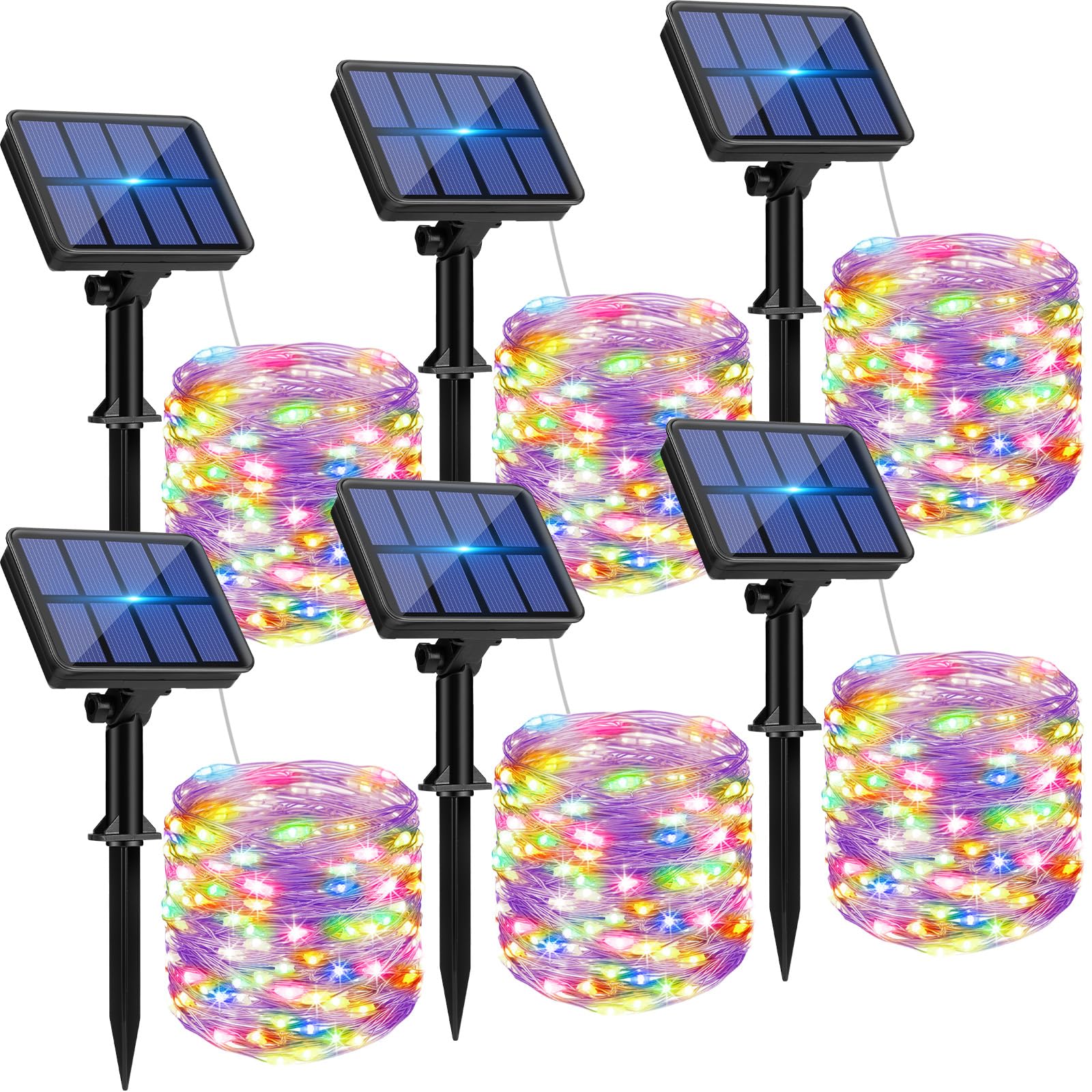 6 Pack Solar String Lights For Outside - 480Led 198Ft Solar Fairy Lights Outdoor Waterproof 8 Modes, Copper Wire Solar Powered T