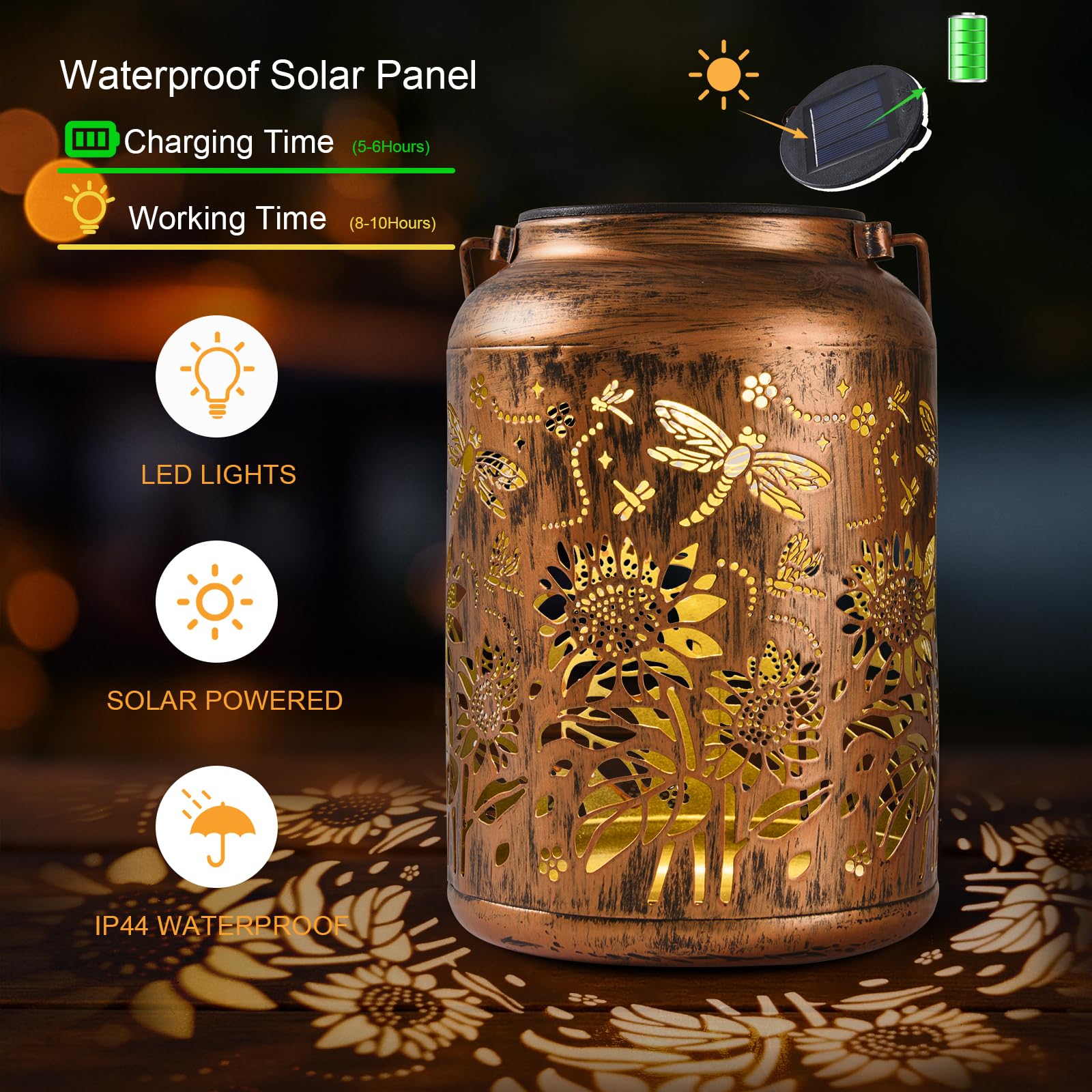 Sunflower Solar Lantern  Chrismas Gifts  Outdoor Waterproof Led Decorative Garden Lights For Lawn  Landscape  Patio  Porch Hanging Solar Lights For Women  Ladies  Mom  Grandma