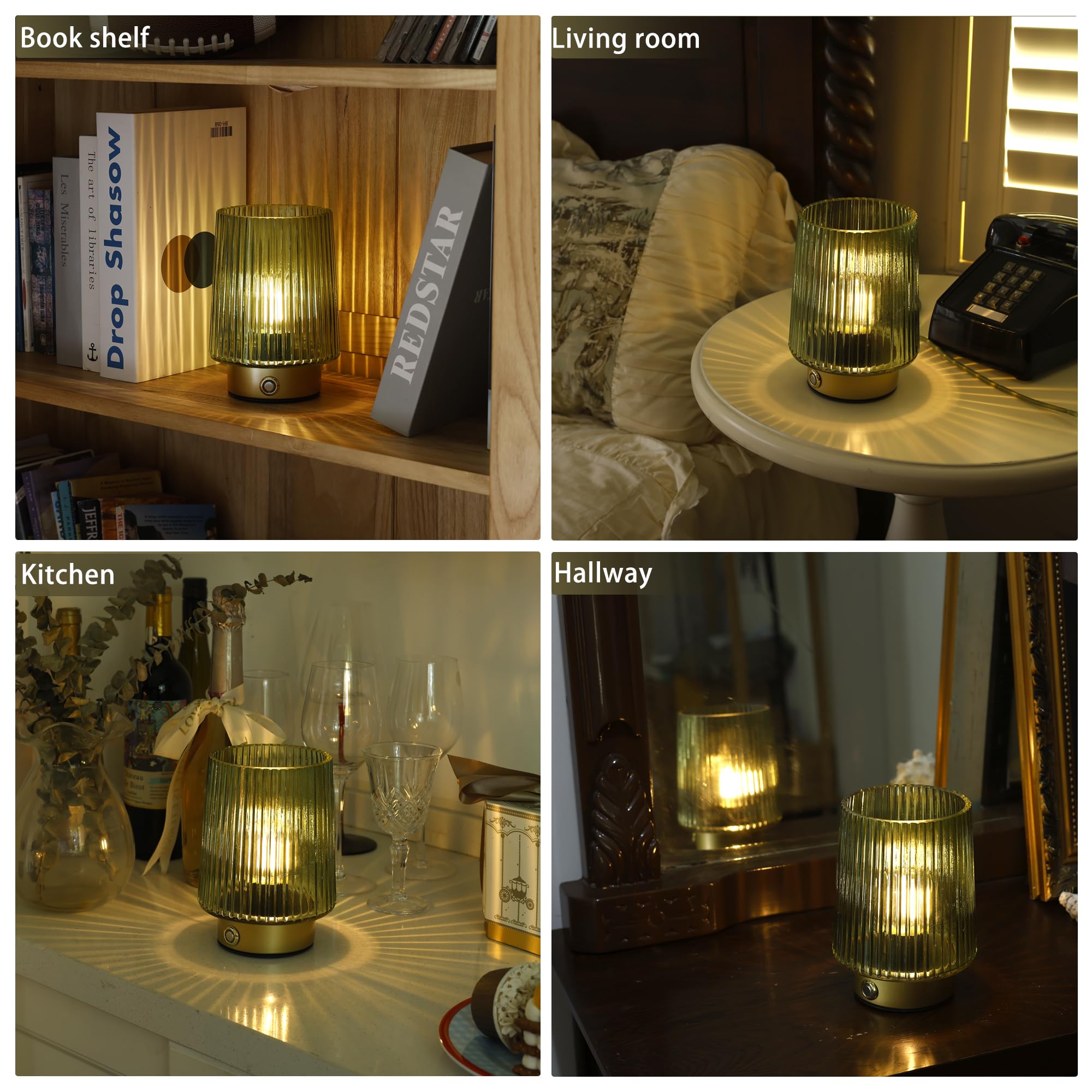 ULAROOM Cordless Rechargeable Table Lamp - Portable Touch Dimmable Design, Sage Green, Model JYTD23