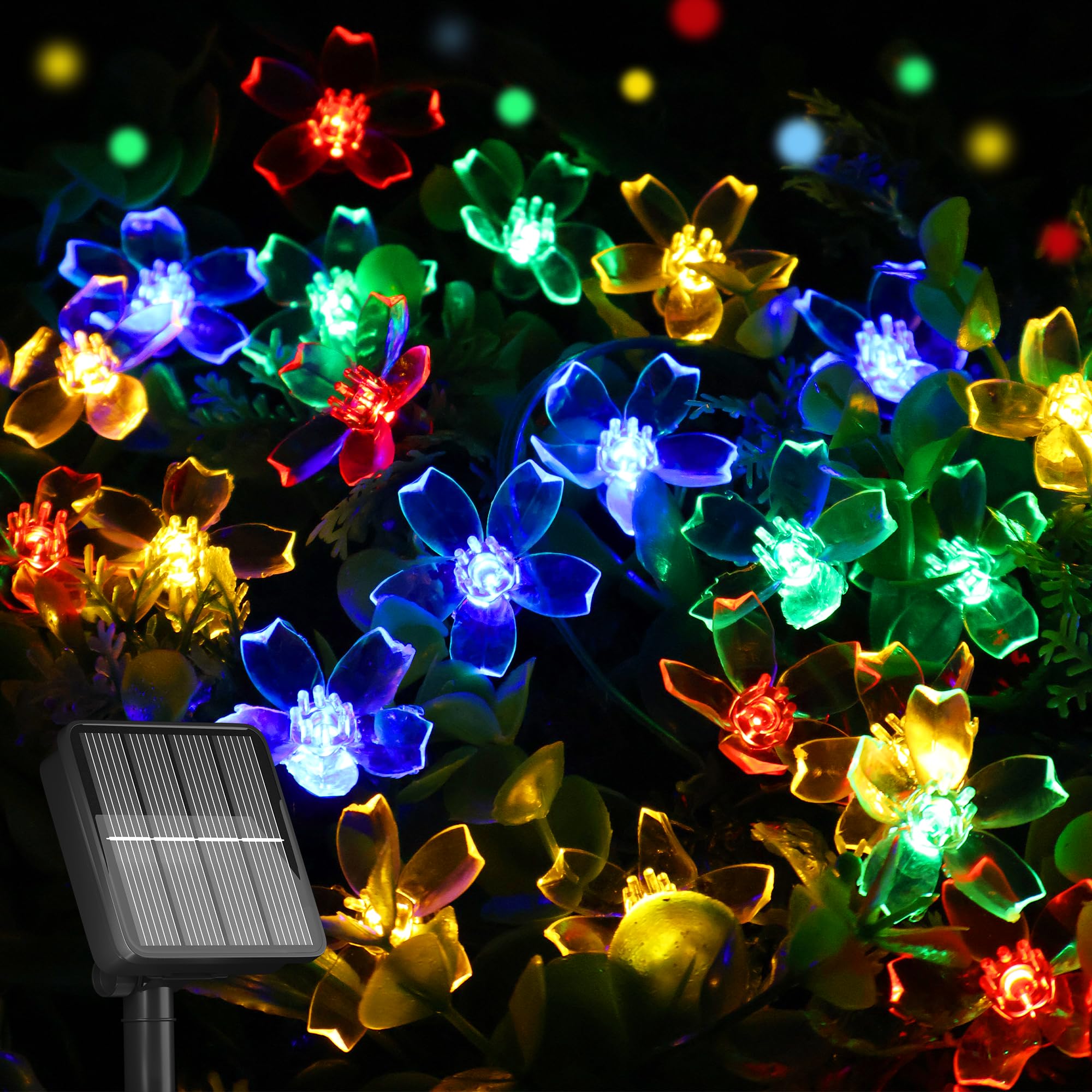 Solar String Lights for Outside,50 LED Solar Flower String Lights Outdoor Waterproof,Solar Powered Outdoor Decorative String Lig