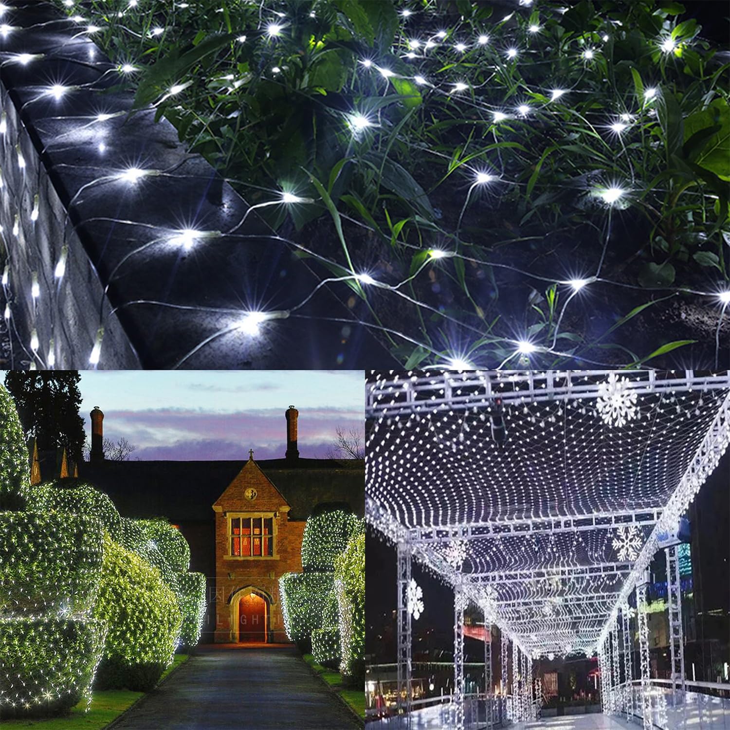 Ljlnion Christmas Net Lights, 360 Led 12Ft X 5Ft Connectable Mesh Fairy String Lights, 8 Modes Low Voltage Safe Adaptor For Xmas