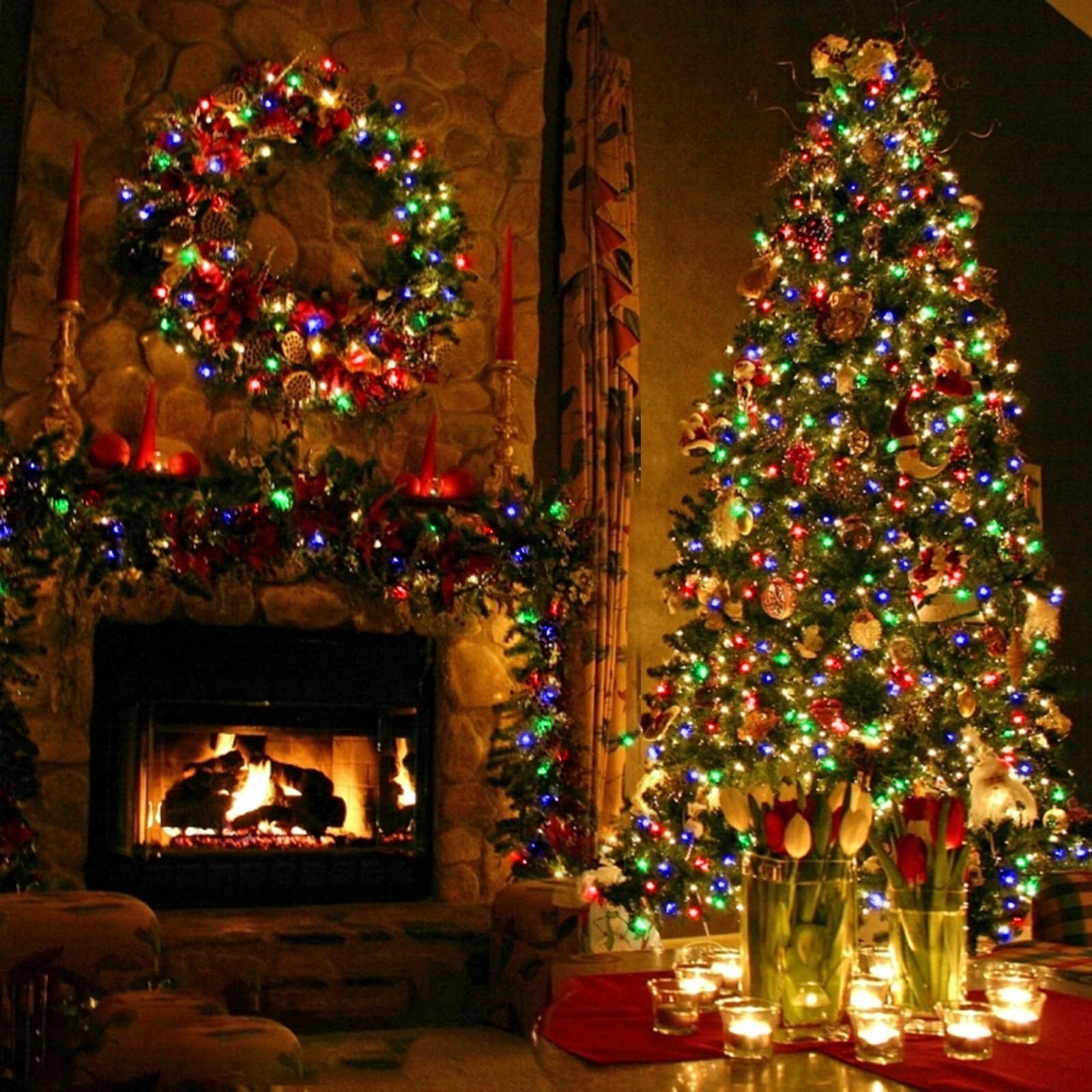 Turnmeon Christmas Decoration Colorful Fairy Lights Battery Operated, Green Wire Mini Light With Waterproof,Timer,Remote Control