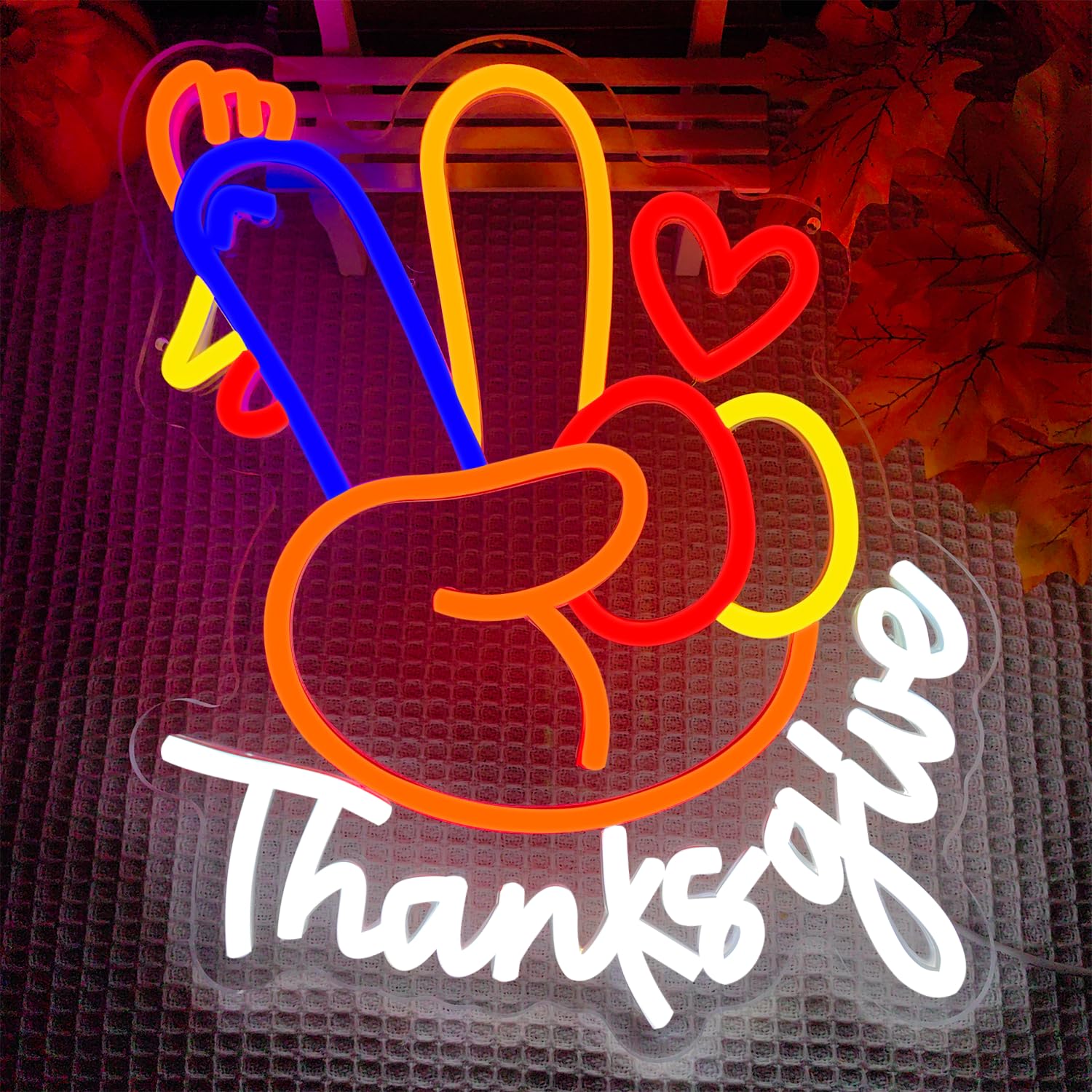 Turkey Neon Sign Thanksgiving Neon Sign Dimmable Turkey Led Light Happy Thanksgiving Led Sign For Wall Decor Turkey Neon Window Light Up Sign For Bedroom Living Room Home Decor Party Gift