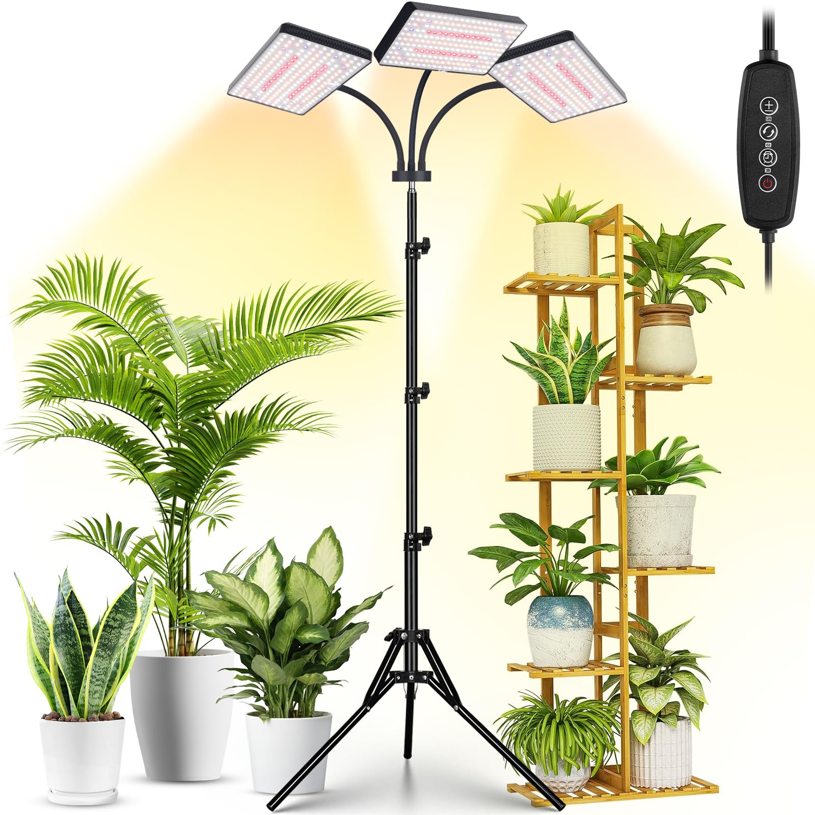 2024 LBW Grow Lights for Indoor Plants with Stand, 642 LEDs Full Spectrum Standing Plant Light, Tall Floor Plant Lamp with 3/6/12H Timer, 6 Brightness, 3 Modes, 63 &quot; Adjustable Tripod