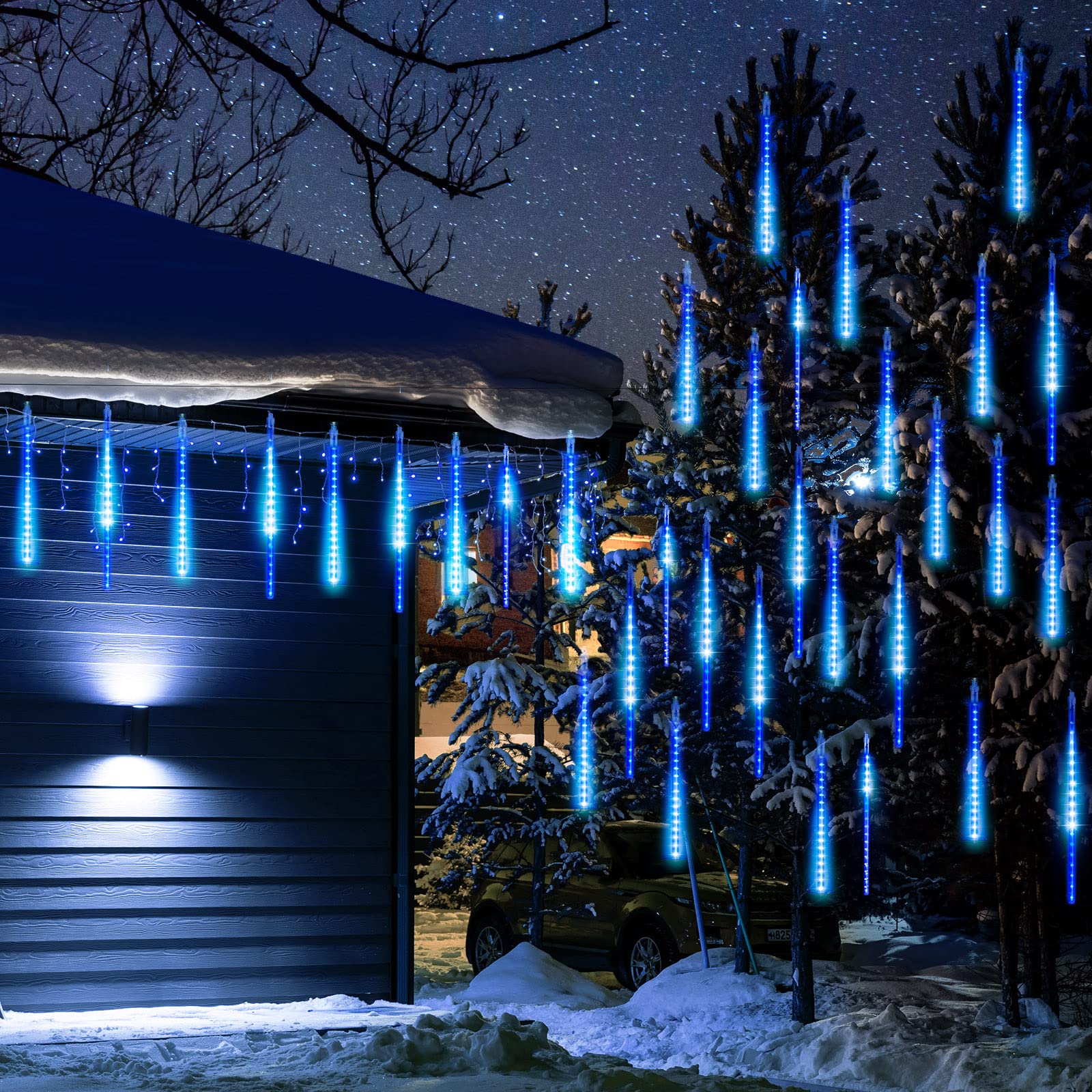 Meteor Shower Lights 20 Tubes 16 Inch 720 Led Solar Christmas Lights Outdoor Waterproof, Snow Cascading String Lights For Outsid