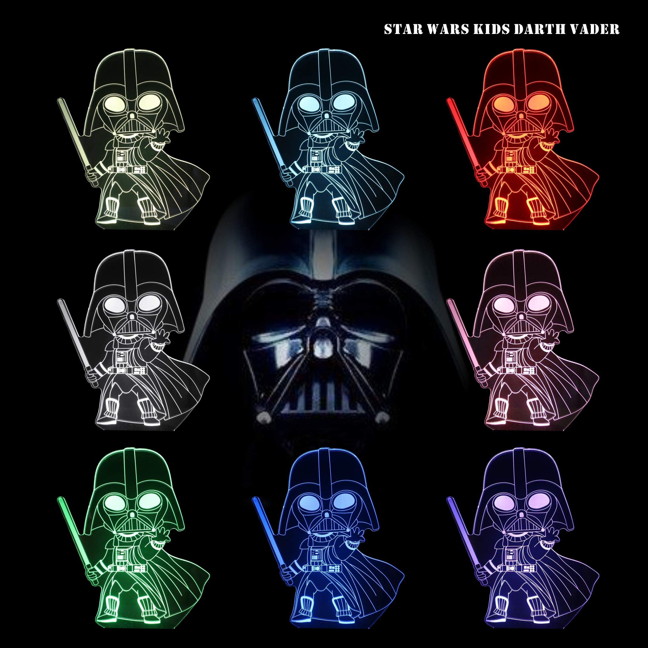 MOSSOM 3D Illusion Lamp - Baby Yoda Night Light, 7 Color Change, Large, Black, Star Wars Gifts for Kids and mature-themeds